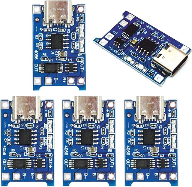 TP4056 5V 1A TYPE C Micro USB Board Module for 18650 Lithium Battery Charging TP4056 by HAYATEC (Pack Of 5)