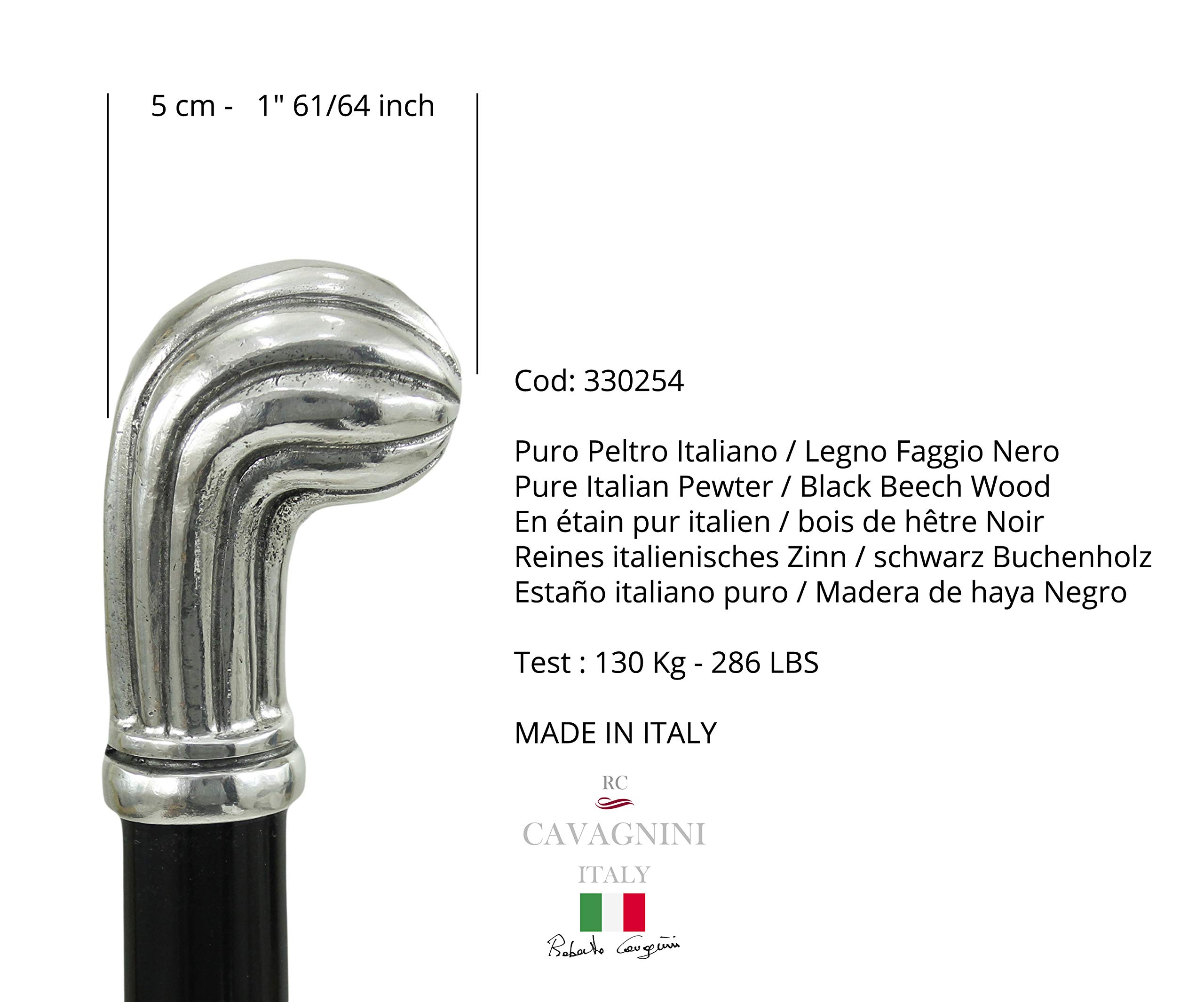 Bastón de paseo Liberty peltre de madera negra clásica y elegante