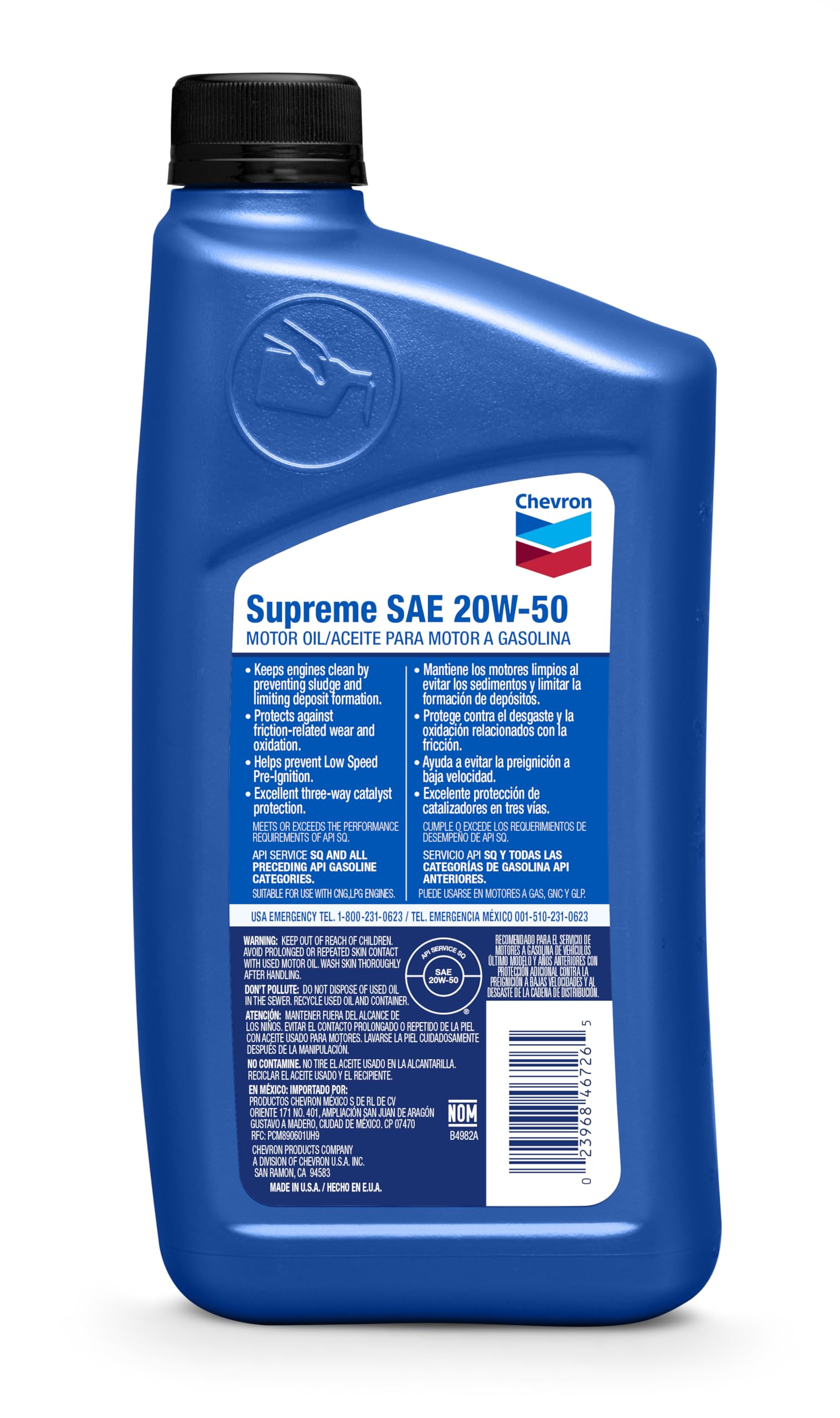 Amazon.com: Chevron 83726-CASE SAE 20W-50 Supreme Motor Oil - 1