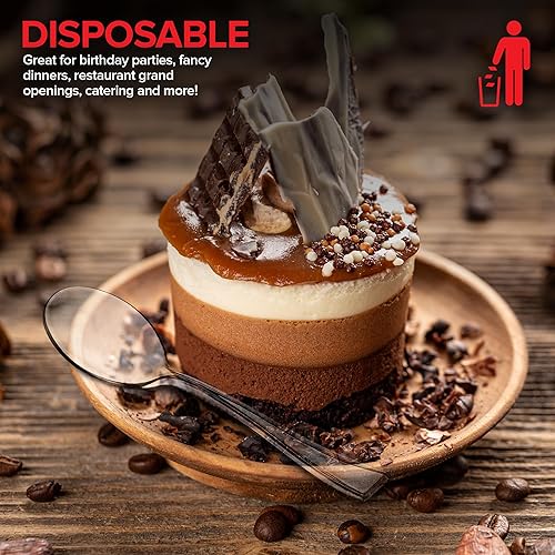 Vista 23 de Mini cucharas de plástico doradas desechables, 4 pulgadas (paquete de 80) cuchara de degustación, mini cuchara de postre para catador de helado, Oro