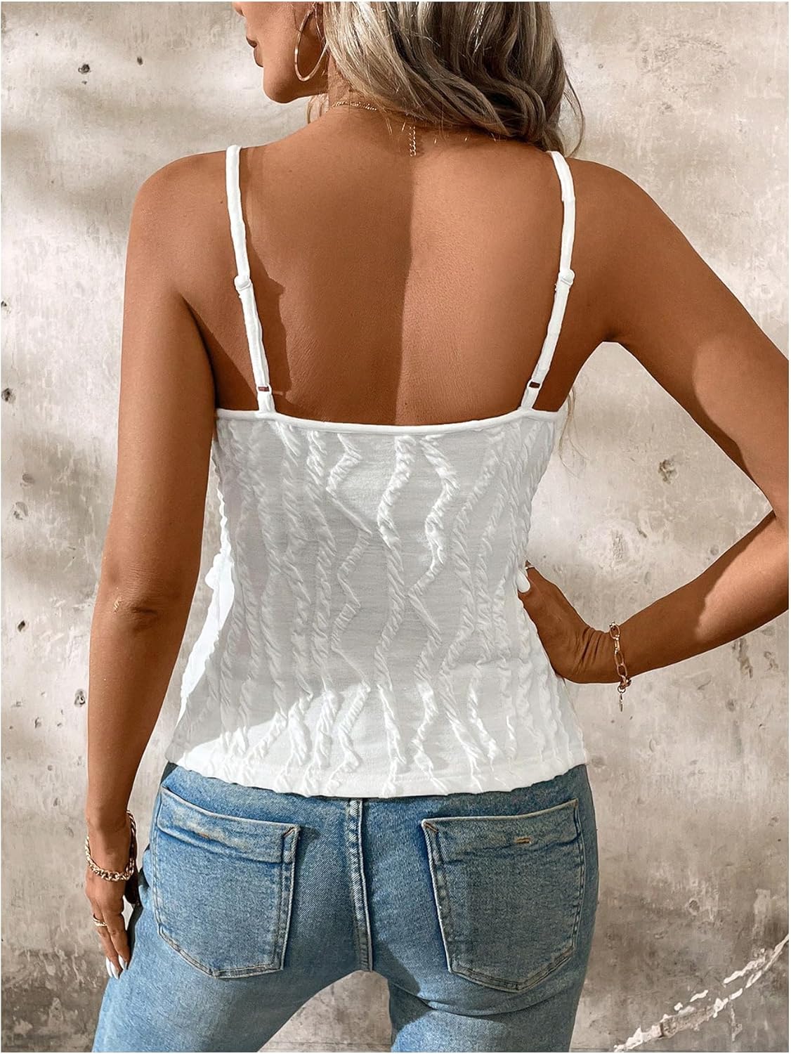 SOLY HUX Women's Wrap V Neck Camisole Top Ruched Spaghetti Strap Going Out Tops - Image 2