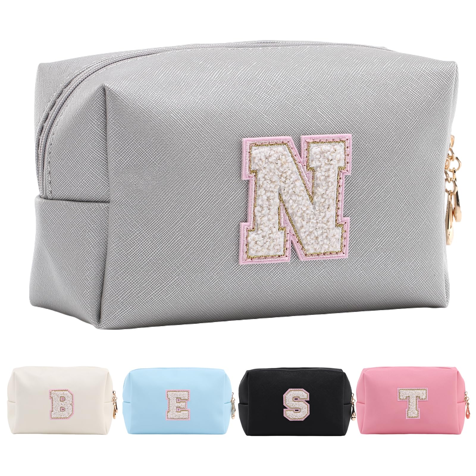 Personalized Makeup Bag,Waterproof Travel Makeup Pouch Cosmetic Bag Birthday Gift for Women Mom，Bride Bridesmaid Cosmetic Bag A-Z — view 97