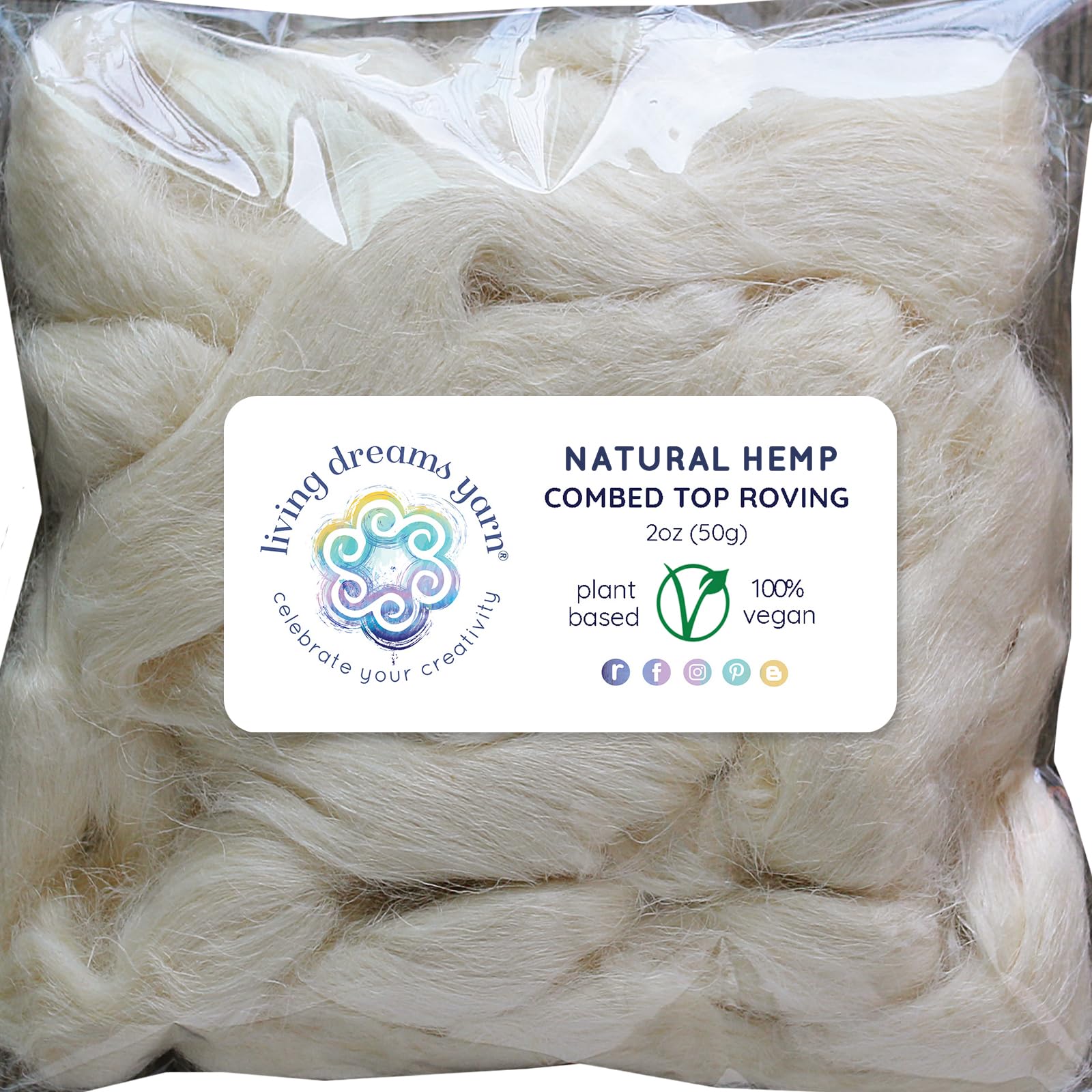 Hemp Fiber for Spinning Blending Dyeing. Strong Durable Vegan Combed Top Roving, White : Arts, Crafts & Sewing