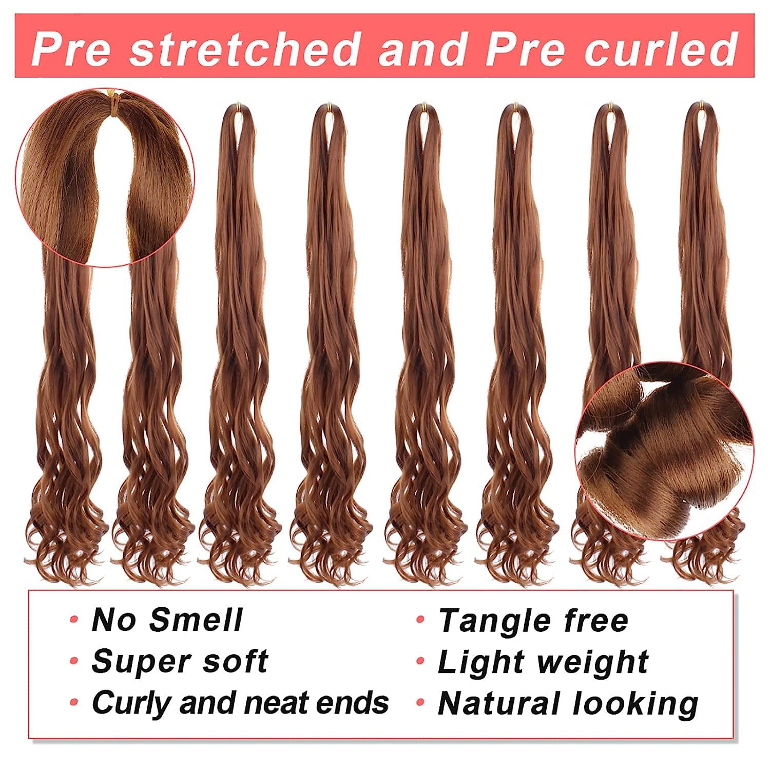 Xtrend French Curl Braiding Hair, 8 Packs, 18 Inch Synthetic Hair Extensions, Yaki Texture - Image 4