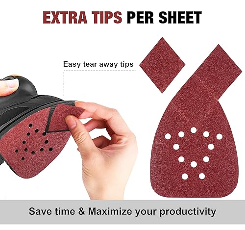 Miniatura 30 de S SATC Lijadora con detalle de ratón, 50 almohadillas de lija para ratón, 12 agujeros, varios granos 60/80/120/150/220