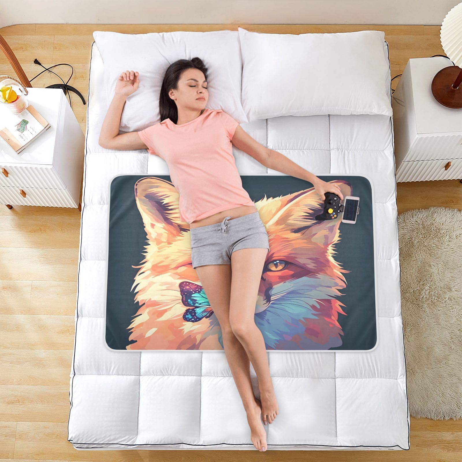 CEBUGI 34” x 52”Washable Underpads Heavy Absorbency Waterproof Incontinence Bed Pads Colorful Fox Pee Pads for Adults Kids and Baby