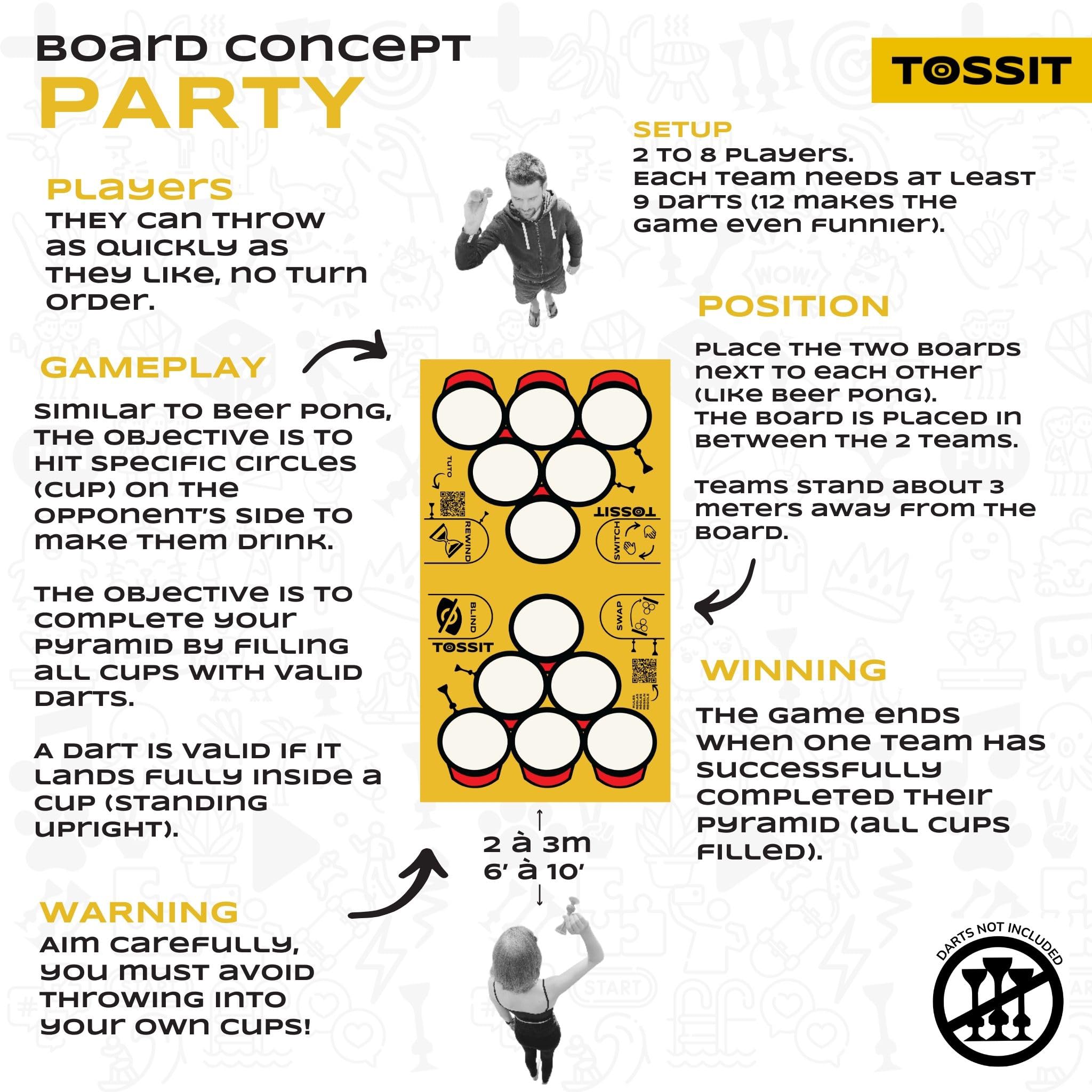 TOSSIT Board, Dart Game Indoor Outdoor Petanque, Silicone