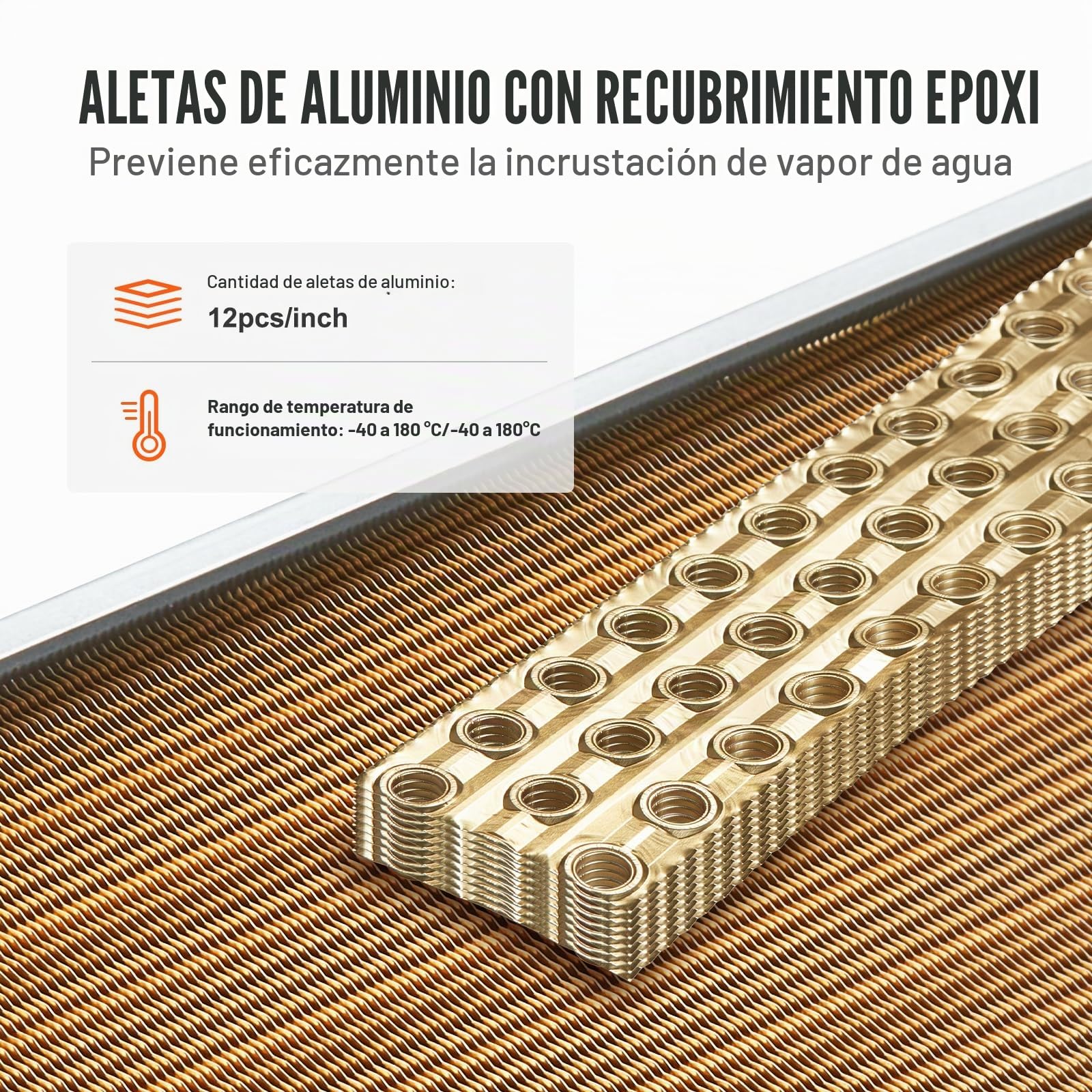 VEVOR Intercambiador de Calor Agua a Aire con Puertos de Cobre de 3 Filas, 242 Aletas de Aluminio para Hornos de Madera al Aire Libre, Calefacción y Refrigeración Residencial, 650 x 458 x 92 mm