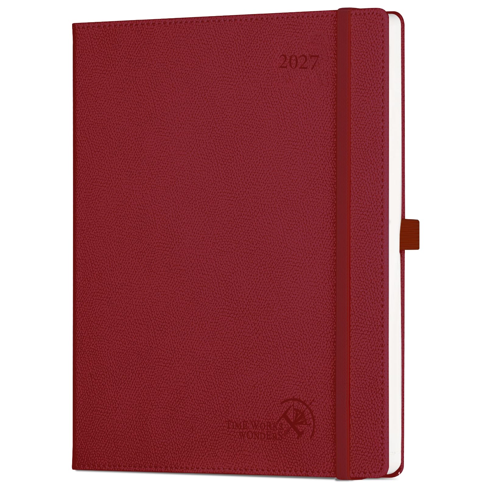 POPRUN A4 2027 Diary Week To View Pu Hardback Weekly Planner Horizontal