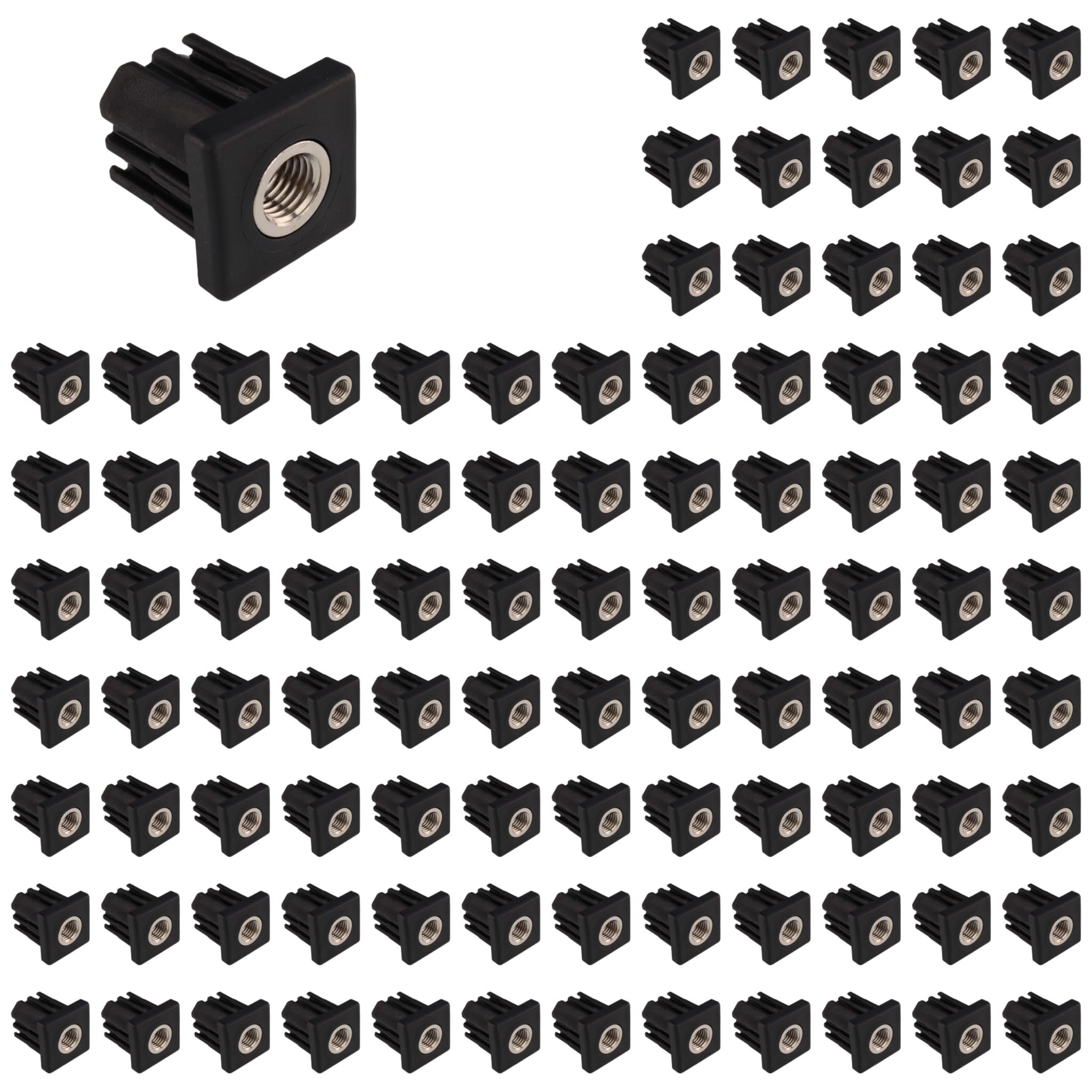 100 tapones roscados M16, 40 x 40 x 2,5, plástico PA reforzado con