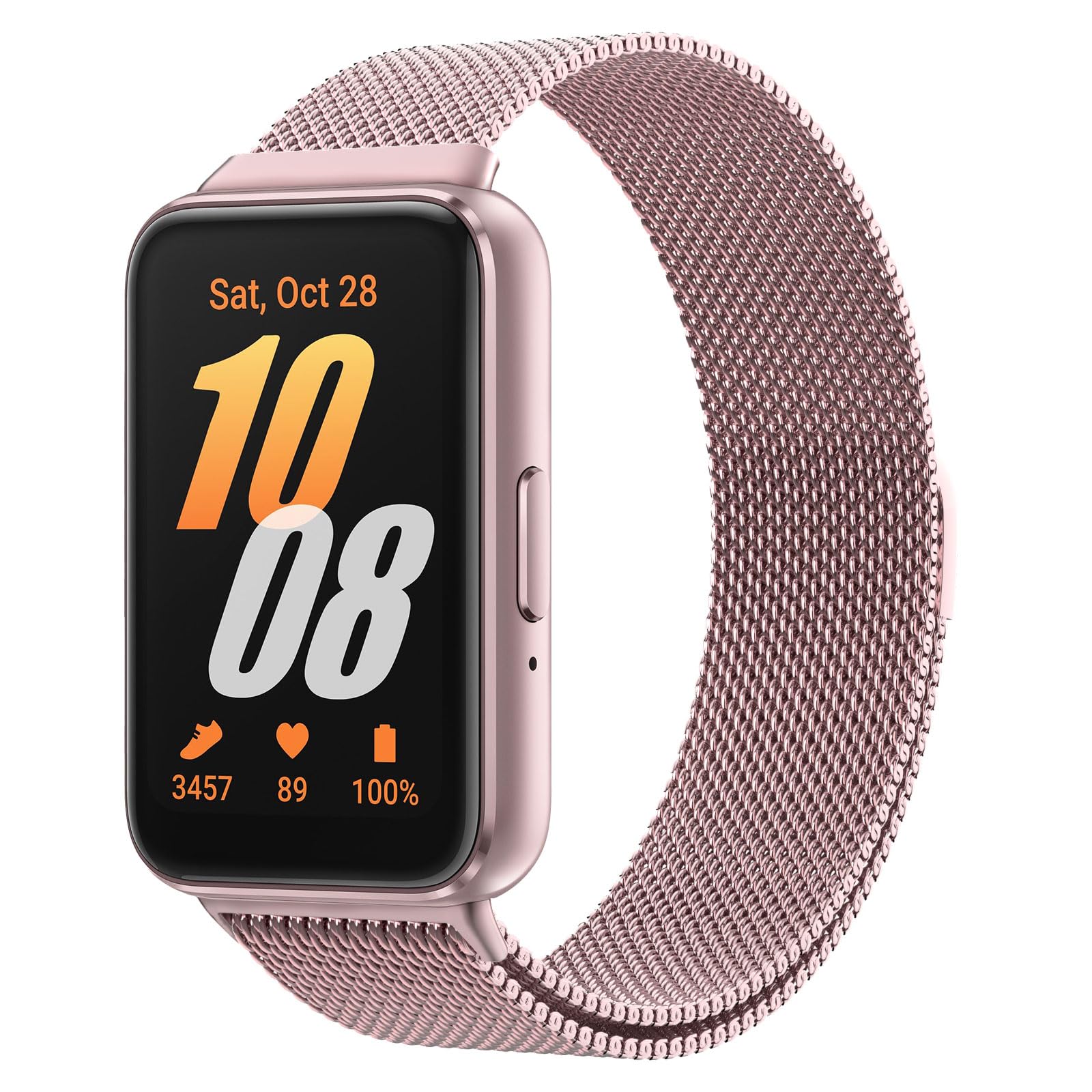 Astorgos Correa de Metal Compatible con Samsung Galaxy Fit 3, Correa Magnética de Acero Inoxidable, Pulsera Milanese Loop para Mujer Hombre, Rosa