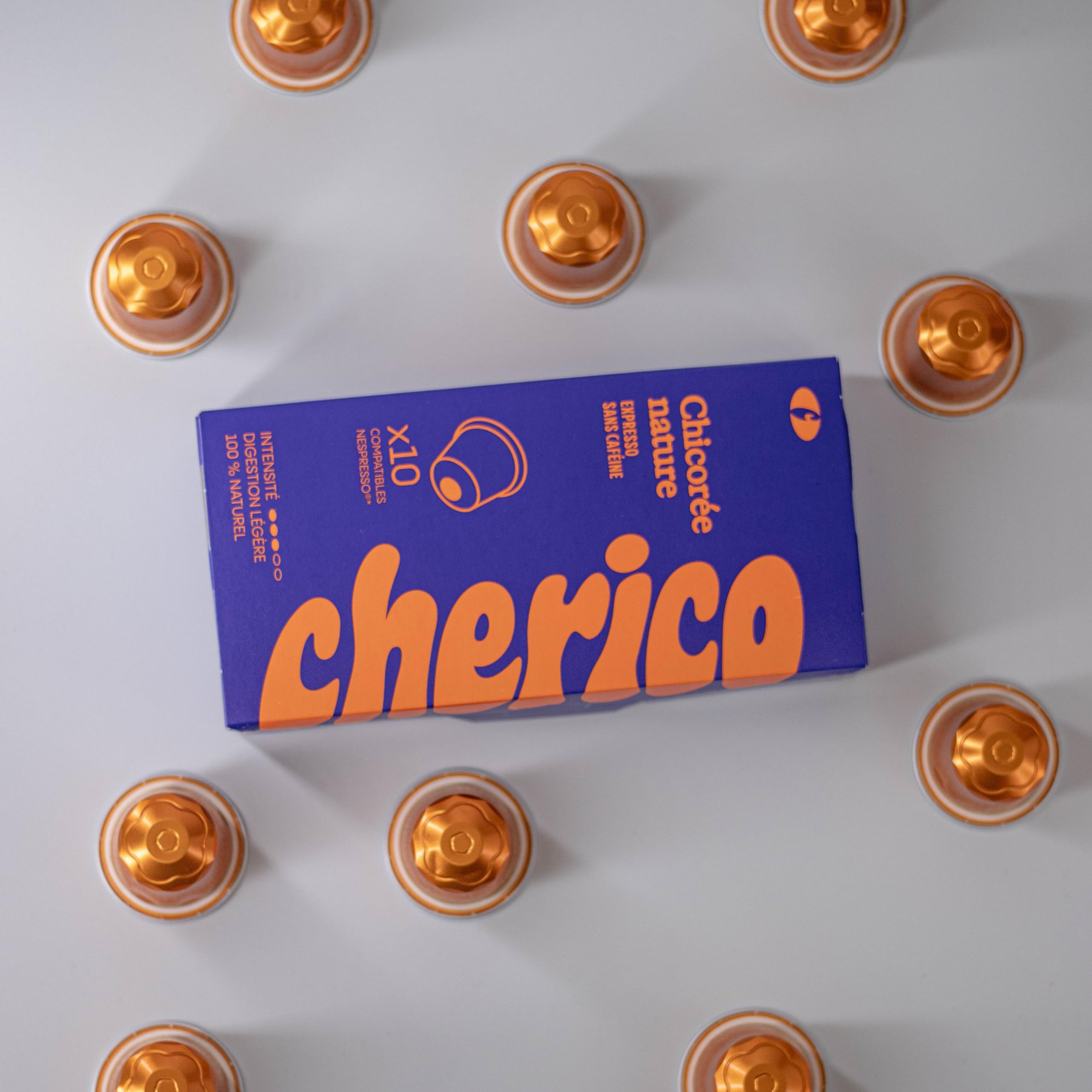 CHERICO 50 Capsules Chicorée Nature – Compatibles Nespr*sso | Alternative au Café Sans Caféine, Riche en fibres, Origine végétale, Notes toastées et noisette, Fabriqué en France