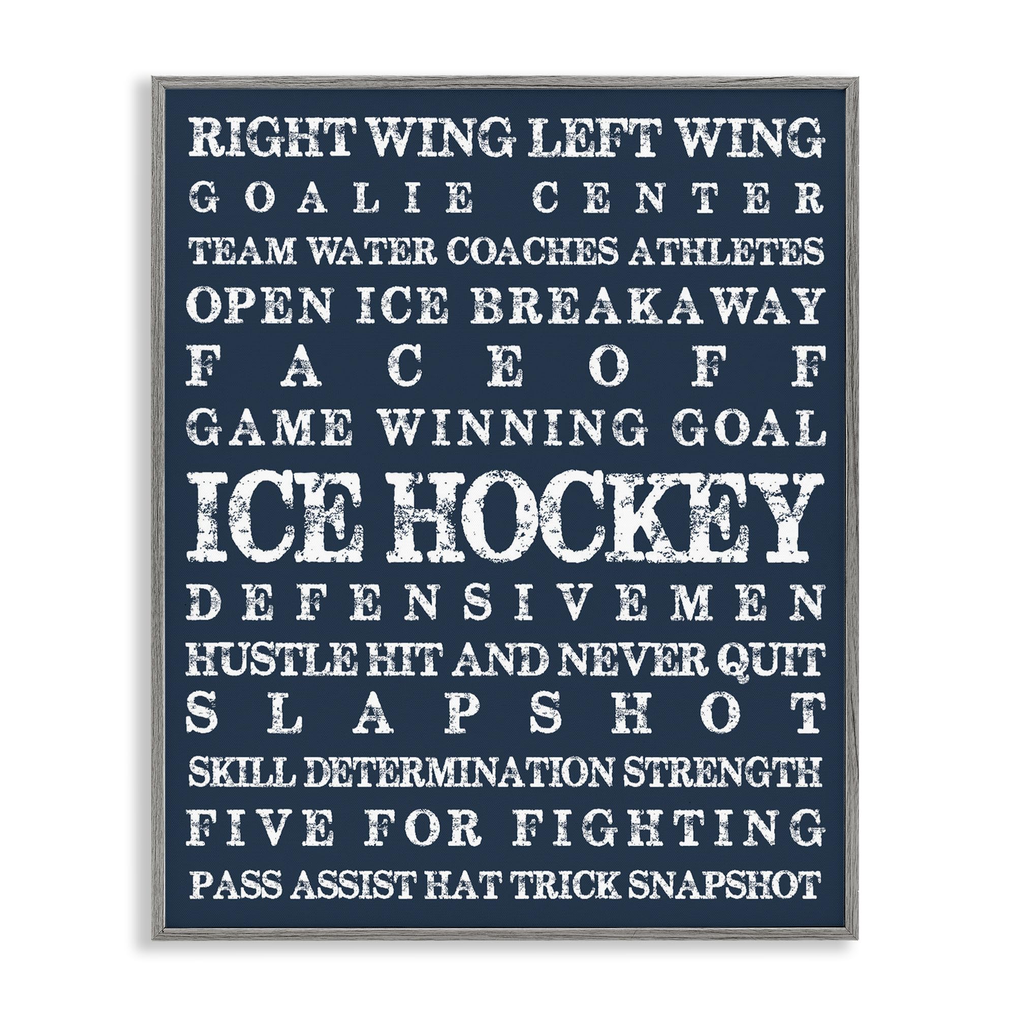 Stupell Industries 'Ice Hockey Expressions', Framed Giclee Art, Gray, 16 x 20 Inches, Easy to Hang and Sturdy, Made in USA, by Melody Hogan