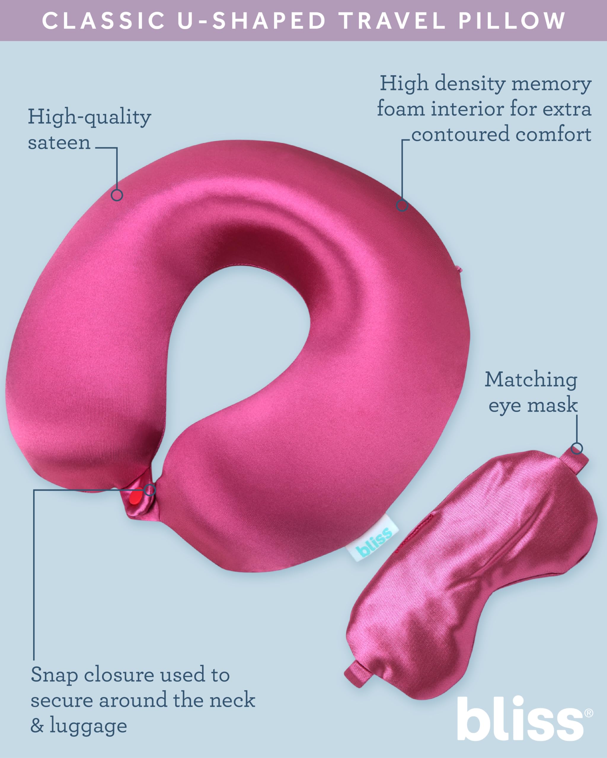 Amazon.com: Bliss Neck Pillow Set - Lightweight U-Shaped Memory