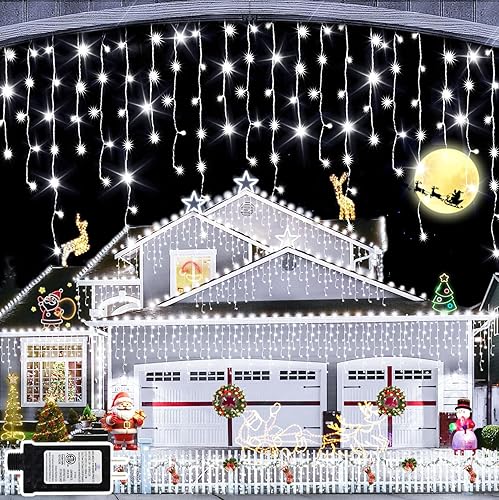 Miniatura 10 de Luces de Navidad para exteriores, 640 luces LED, de 65pies, 11 modos y función de memoria, cambio de color, tira de luces LED con 120 caídas, luz