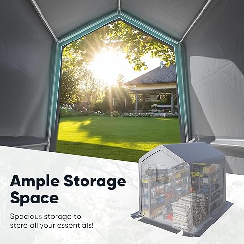 Miniatura 3 de Quictent Cochera de 6 x 6 pies con ventanas enrollables ventiladas, refugio de garaje portátil resistente, refugio de almacenamiento para