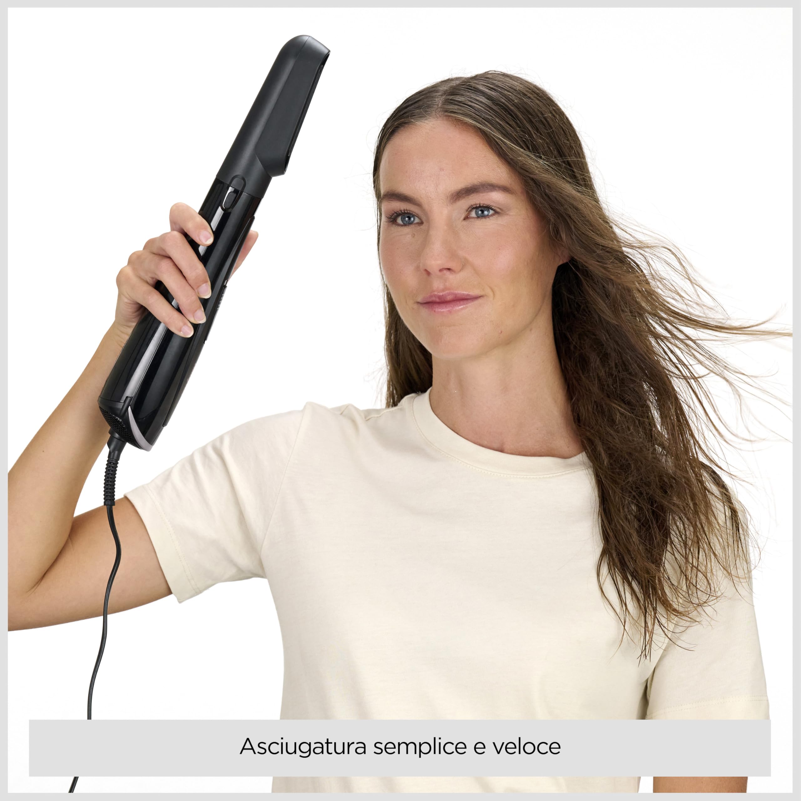 BaByliss AS128E Spazzola ad aria Style Smooth 1000W, Asciuga, modella e crea volume, tutto in uno, funzione ionica anti-crespo, 3 accessori