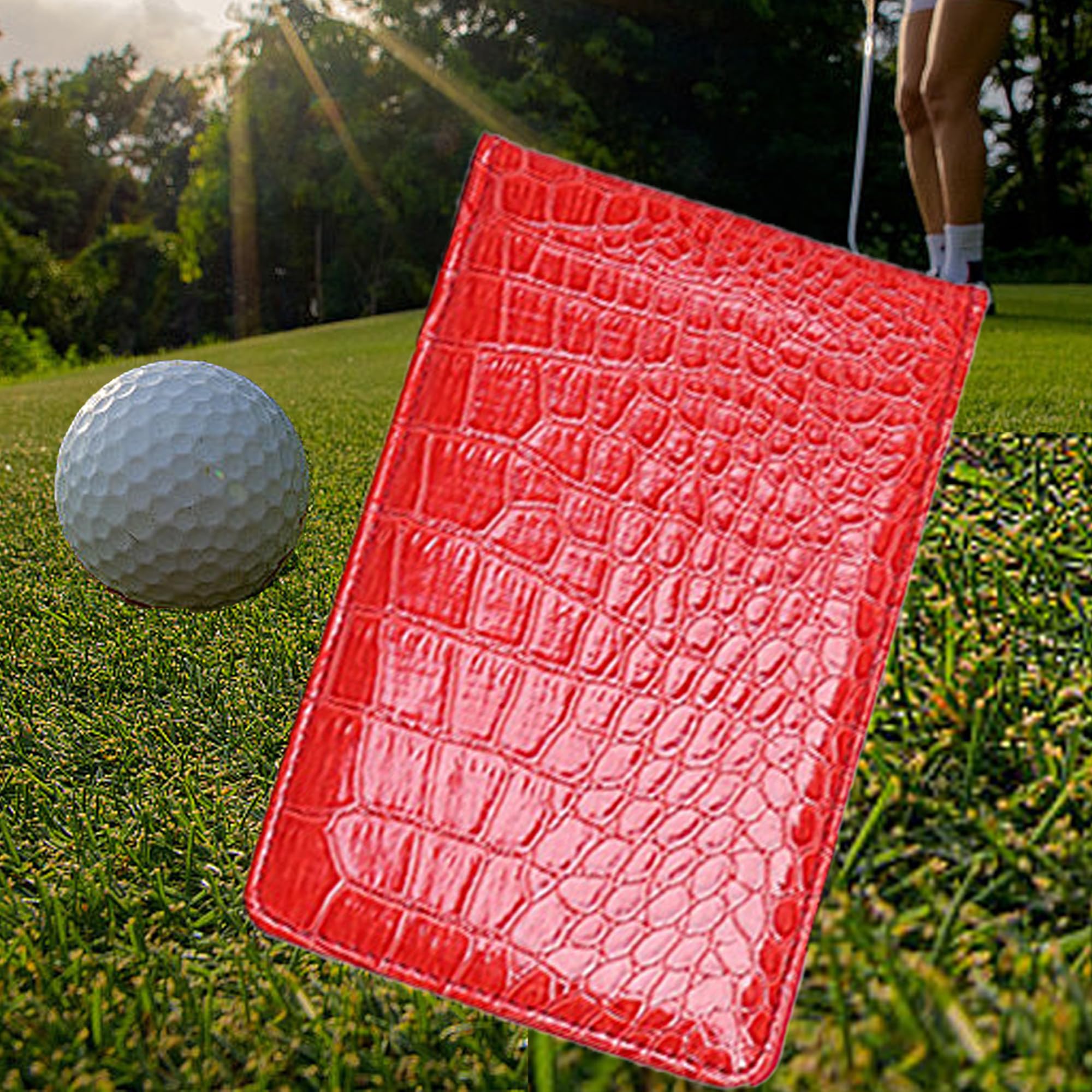 Carte De Score Golf, Golf Score Counter Card, PU Golf Score, Book Holder Support de Livre de Golf, avec Fente pour Carte et Passant pour Crayon, Cuir Support Carte de Score de Golf
