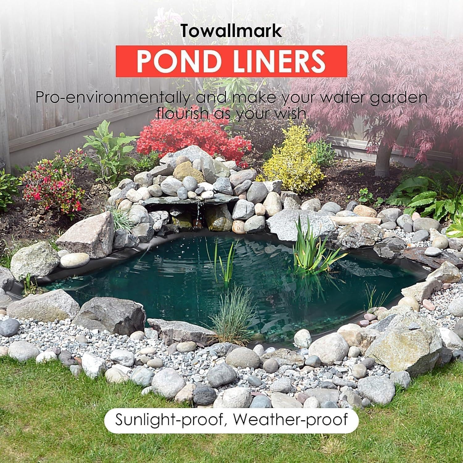 EPDM-Teichfolie, 3x4,5m EPDM-Teichbahn schwarze Folie 1,14mm stark, flexible Teichfolie, Baufolie extra stark, Pool-Unterlage, Teichauskleidung, langlebig und einfach zu schneiden, für Fisch- oder Koi