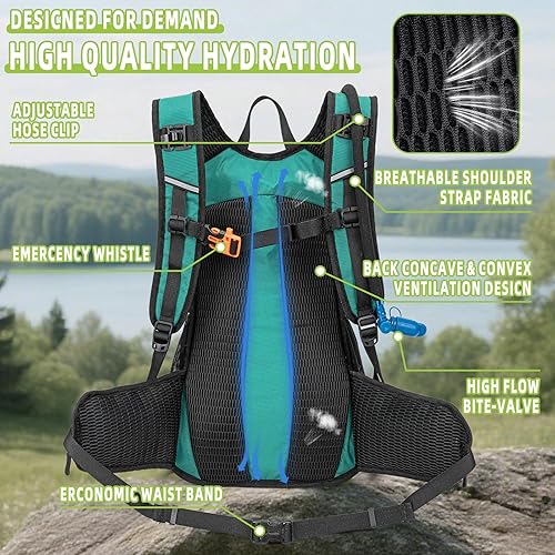 Miniatura 2 de Mochila de hidratación, mochila de agua para senderismo con vejiga de agua de 3 L, paquete de hidratación aislada, ligera, hidropack ideal para