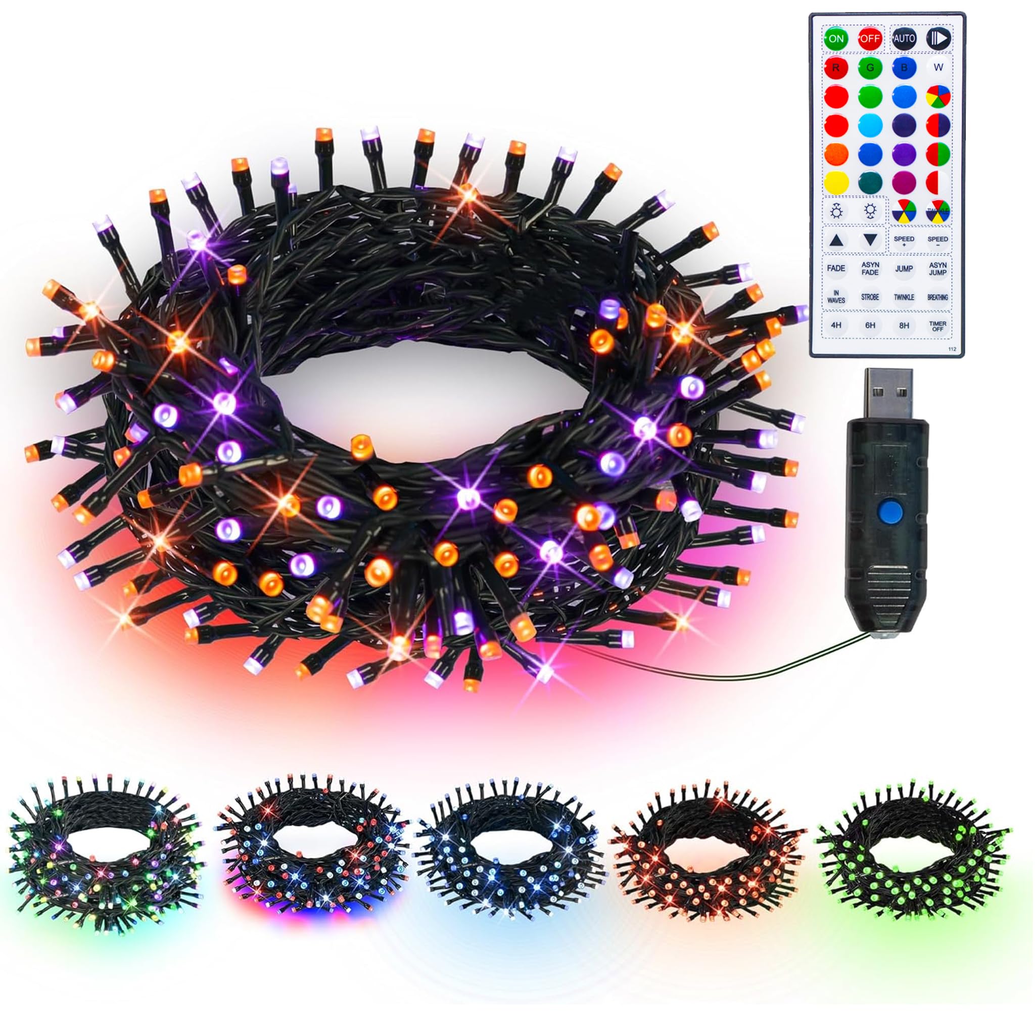 Forest Fire&Green➕Red&Green➕Rainbowセット Brizled RGB C9 Christmas Lights Outdoor, 67ft 102 LED Color