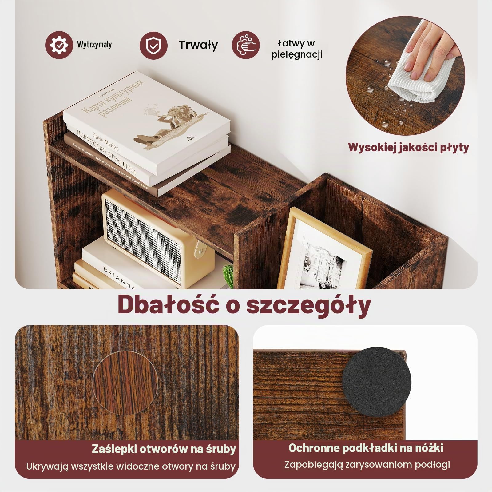 COSTWAY 6-poziomowy regał na książki, drewniany regał z 2 zabezpieczeniem przed przewróceniem, otwarty regał wystawowy, regał stojący, regał do przechowywania, do gabinetu, salonu, 69 x 22 x 163 cm