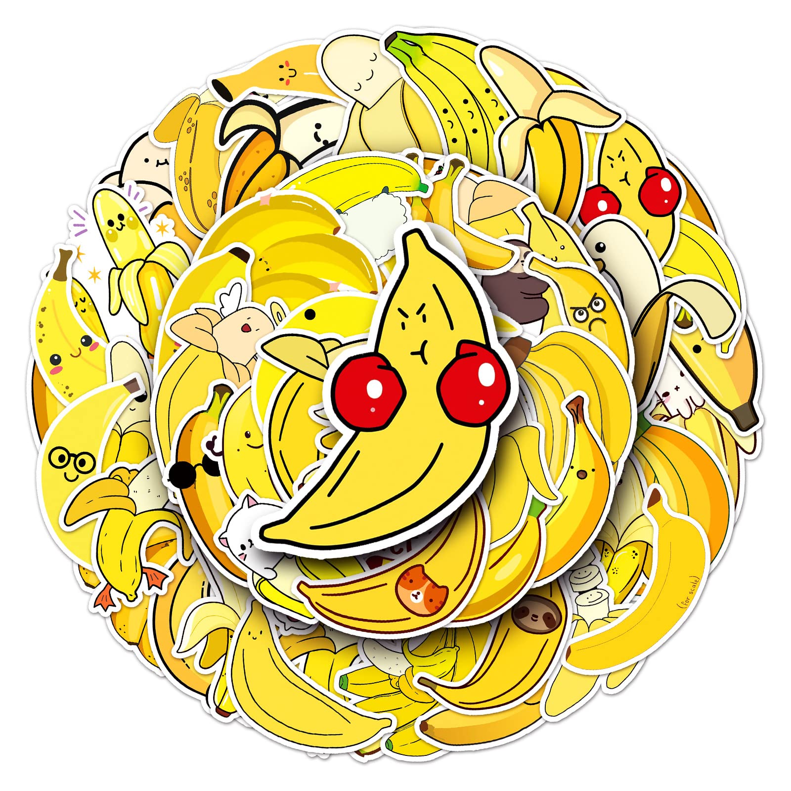 Banana Stickers Fruit Vinyl Stickers Pack of 50-Suitable for Laptop Travel Case Phone Car Scrapbook Water Bottle Bike Computer Phone Graffiti Waterproof Decals,Kid/Teen/Adults Gift