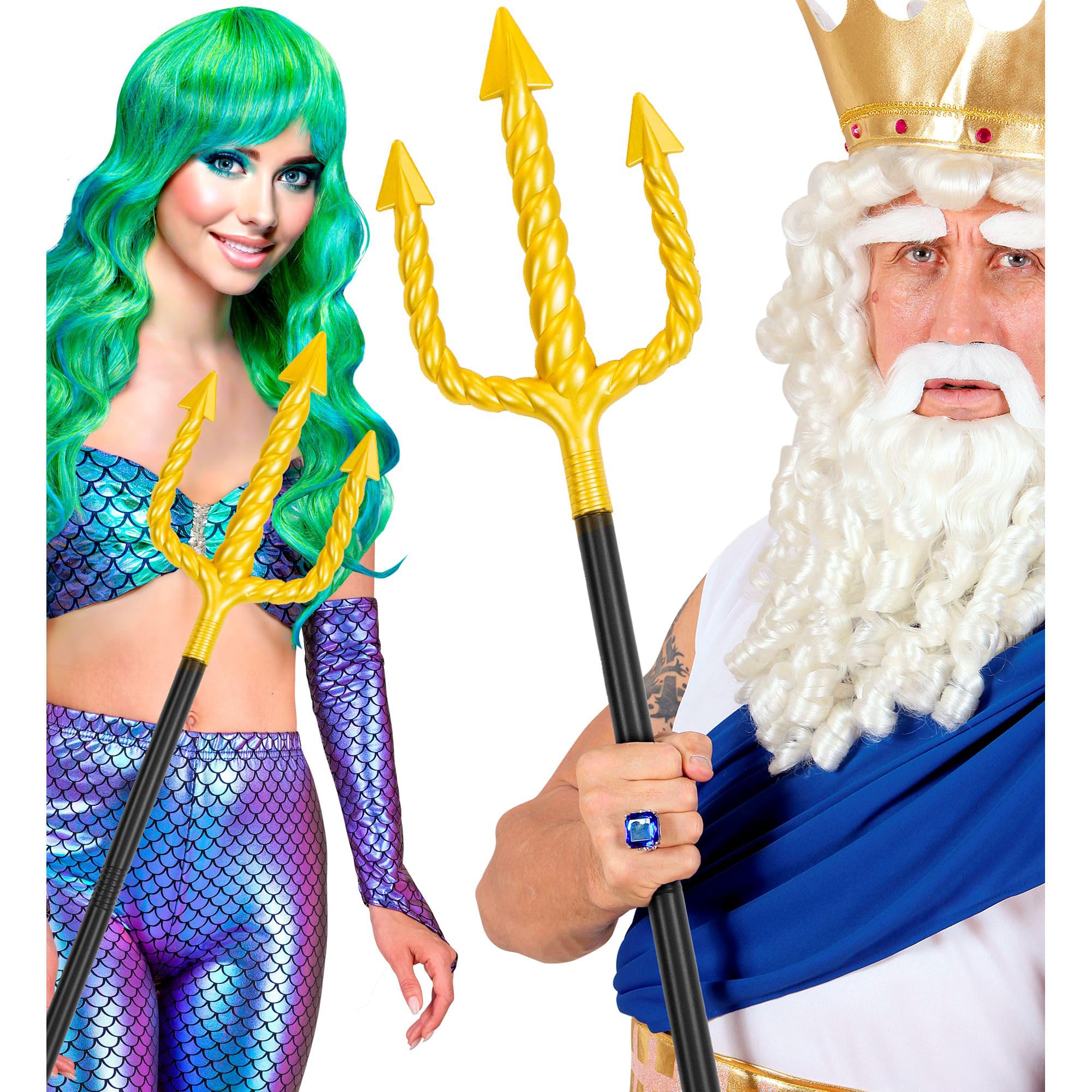 W WIDMANN MILANO Party Fashion - Goldene Spiralgabel mit schwarzem oder rotem Stab, Dreizack Poseidon, Meerjungfrauen, Teufel