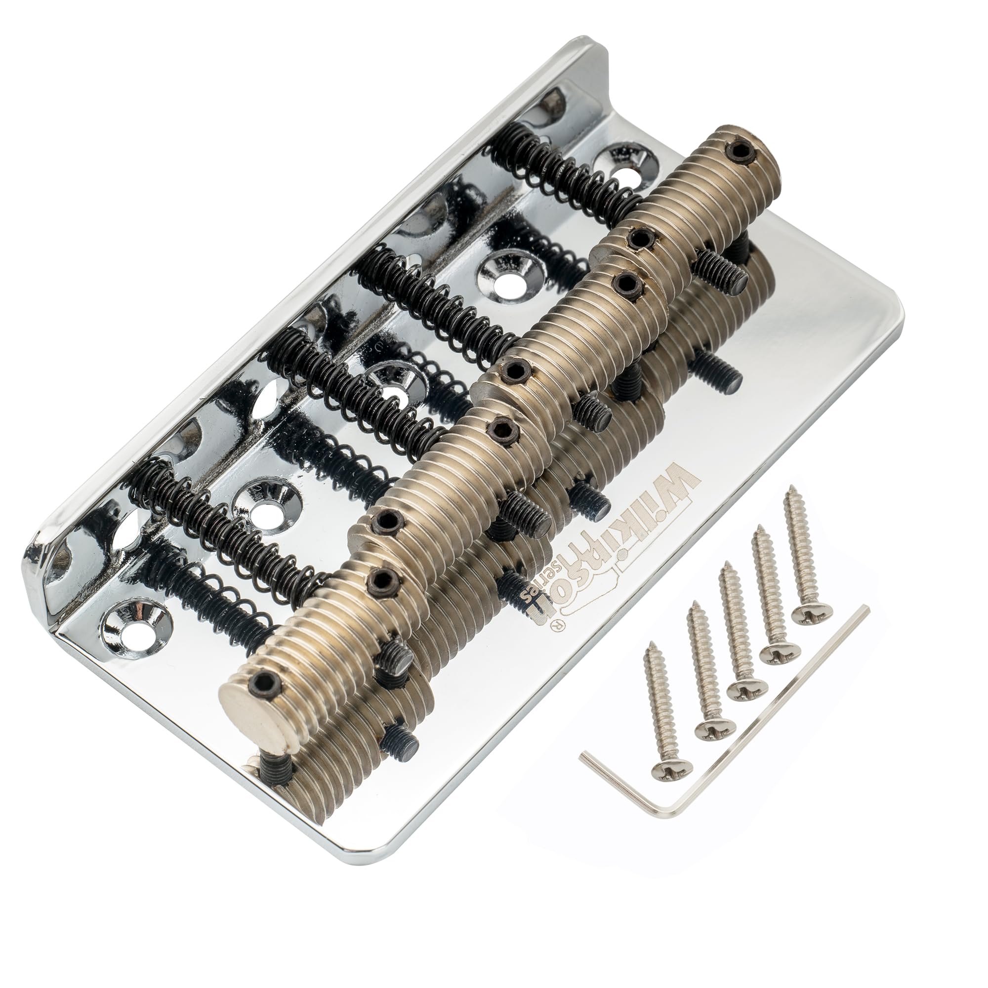 Wilkinson WOB41T 57mm(2-1/4 inch) 4-String Bass Bridge Threaded Saddles for Precision/Jazz Bass, Chrome - Image 4