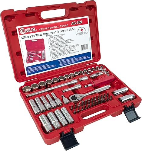 Miniatura 5 de Genius Tools 59 piezas 38" Dr. métrico de mano y juego de brocas (12 puntos) AC-359