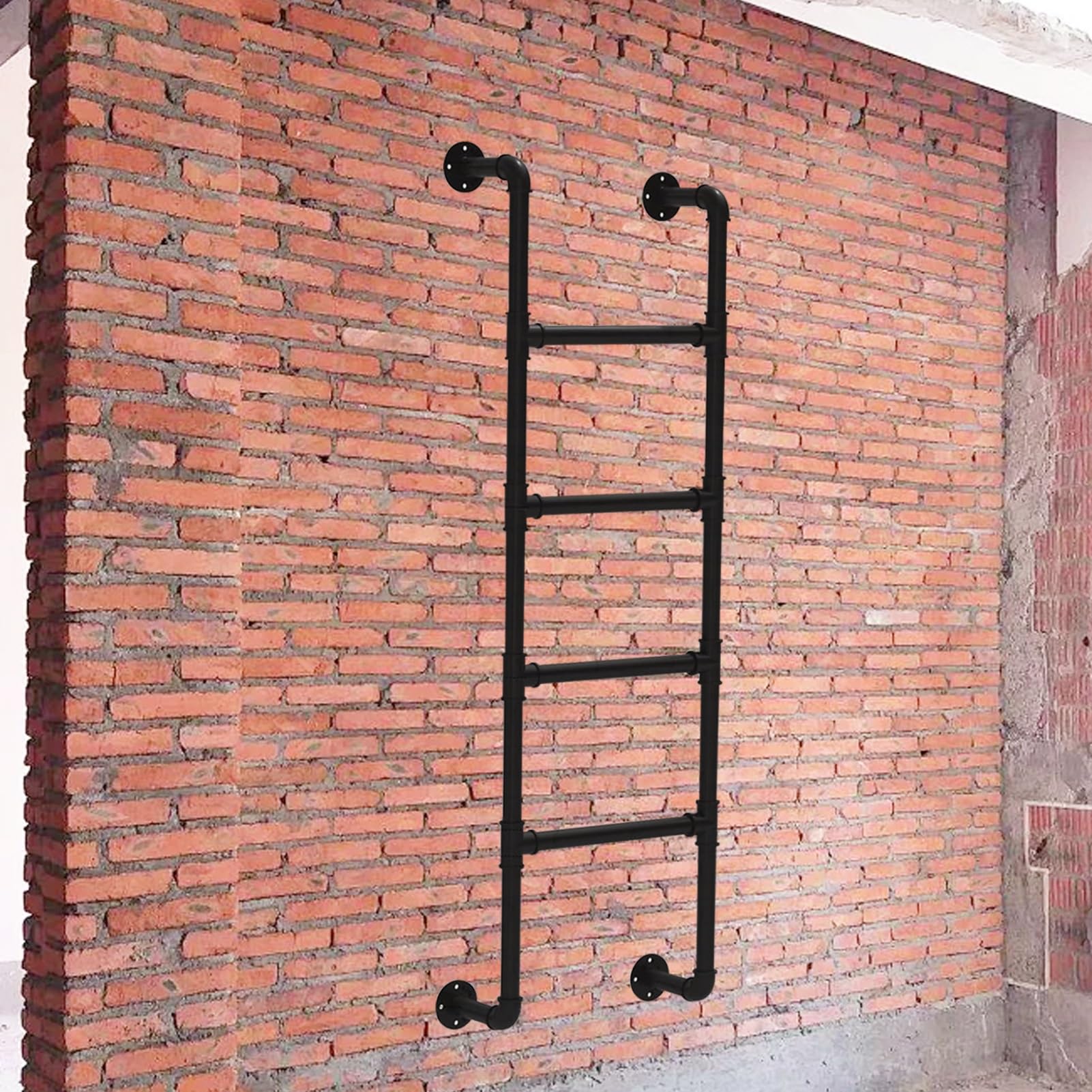 GJMSSMY Egress Ladder, Wall Mounted Attic Loft Ladder Basement Egress Ladder, Window Well Egress Ladder Black Interior Bunk Bed Ladder Metal Iron Fire Escape Ladder Entrance Ladder(190cm/75in)