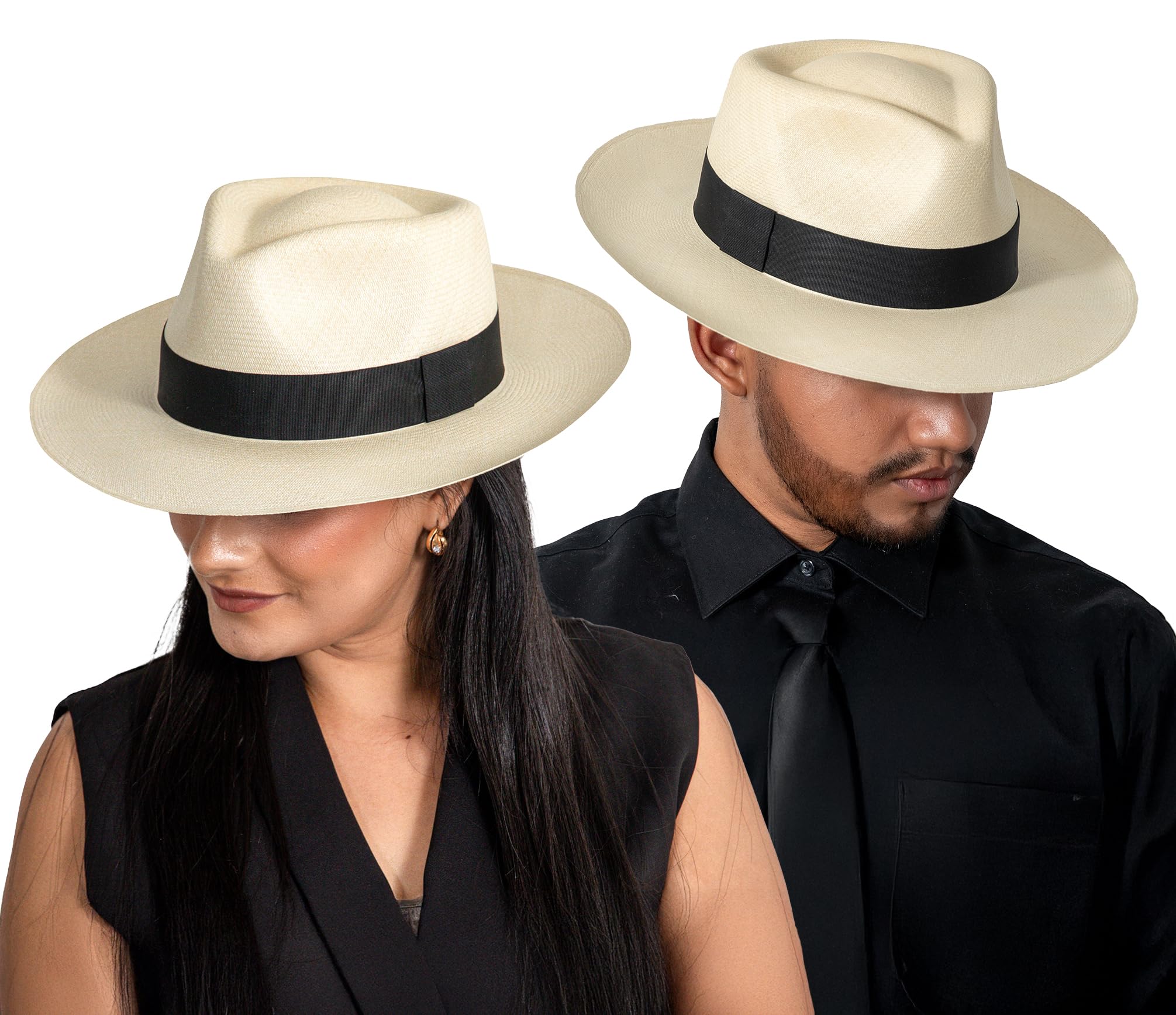 Sombrero de Panamá fino | Fedora auténtica | Estilo | Montecristi hecho a mano | Paja Toquilla | Unisex| Grde 15-16| Bolsa de cubierta