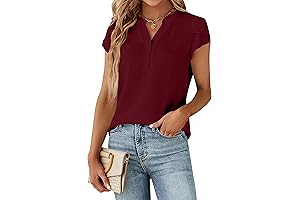 Women's Cap Sleeve V Neck Work Blouse: A Day's Work Essential