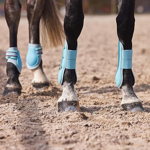 Miniatura 5 de HORZE Adepto Open Front Tendon Boots  Carcasa duradera con forro de neopreno - Canal Blue - Cob