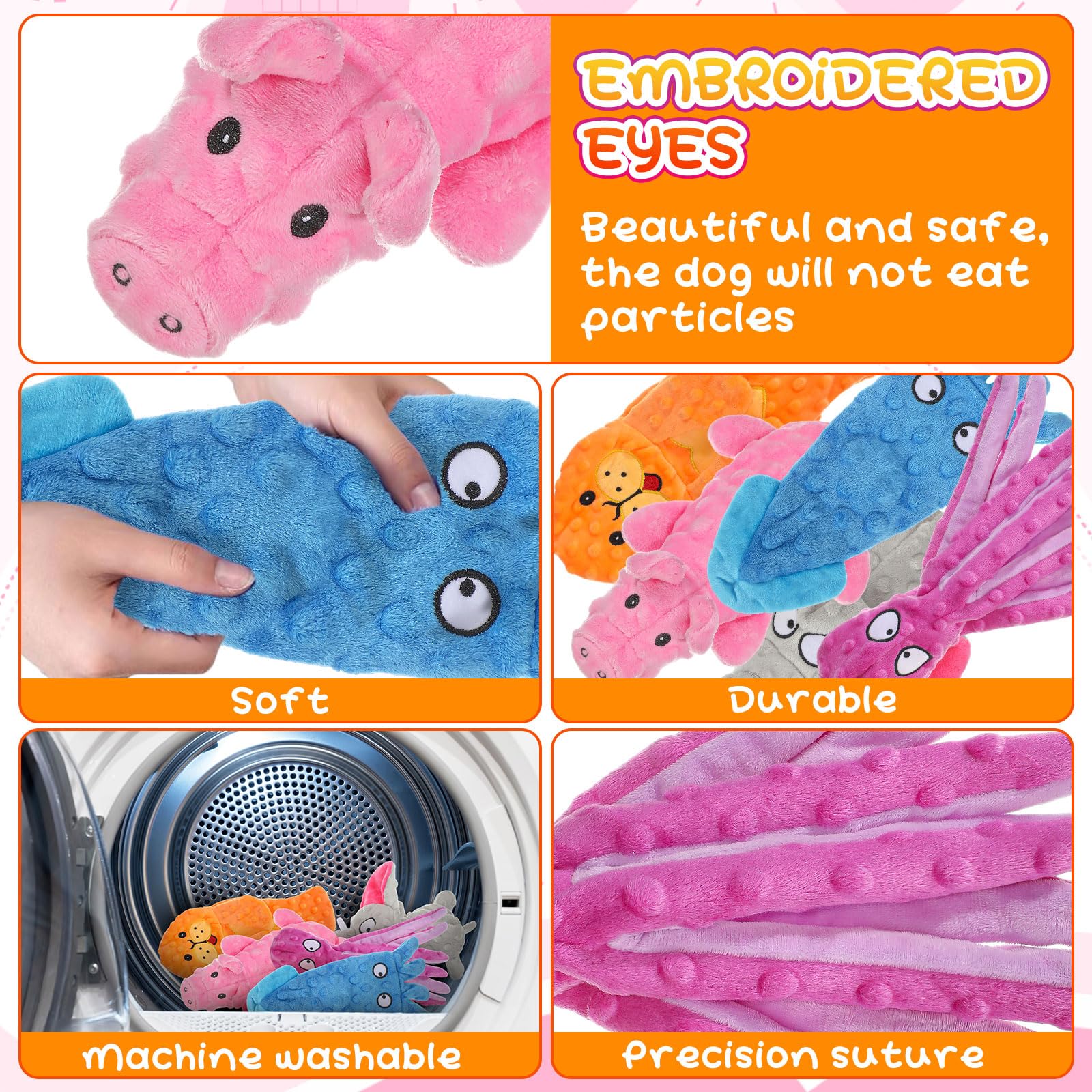 Sratte Lot de 10 jouets couineurs pour chien sans rembourrage - Jouet froissé pour mâcheurs agressifs - Jouets à mâcher pour animaux de compagnie de petite, moyenne et grande taille, 10 styles (styles