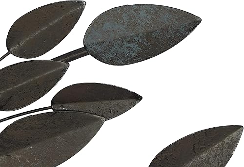 Miniatura 5 de Deco 79 Escultura de Pared de Hoja de Metal para Decoración del Hogar, Arte de Pared 12" x 1" x 48", Marrón