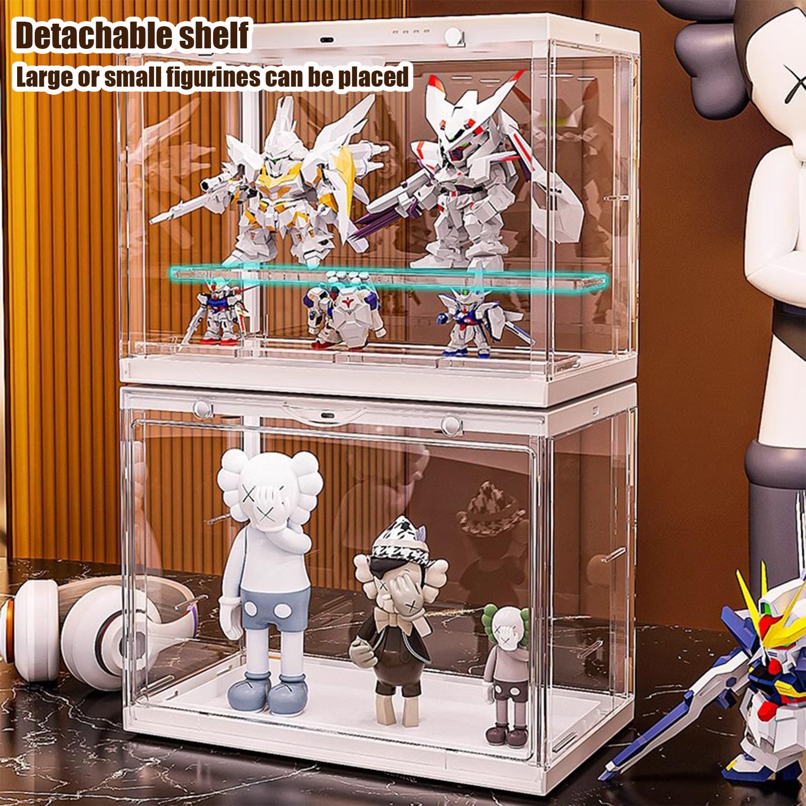 Clear Acrylic Display Case 2-Pack - 3-Tier Adjustable Shelves With Magnetic Door For Collectibles