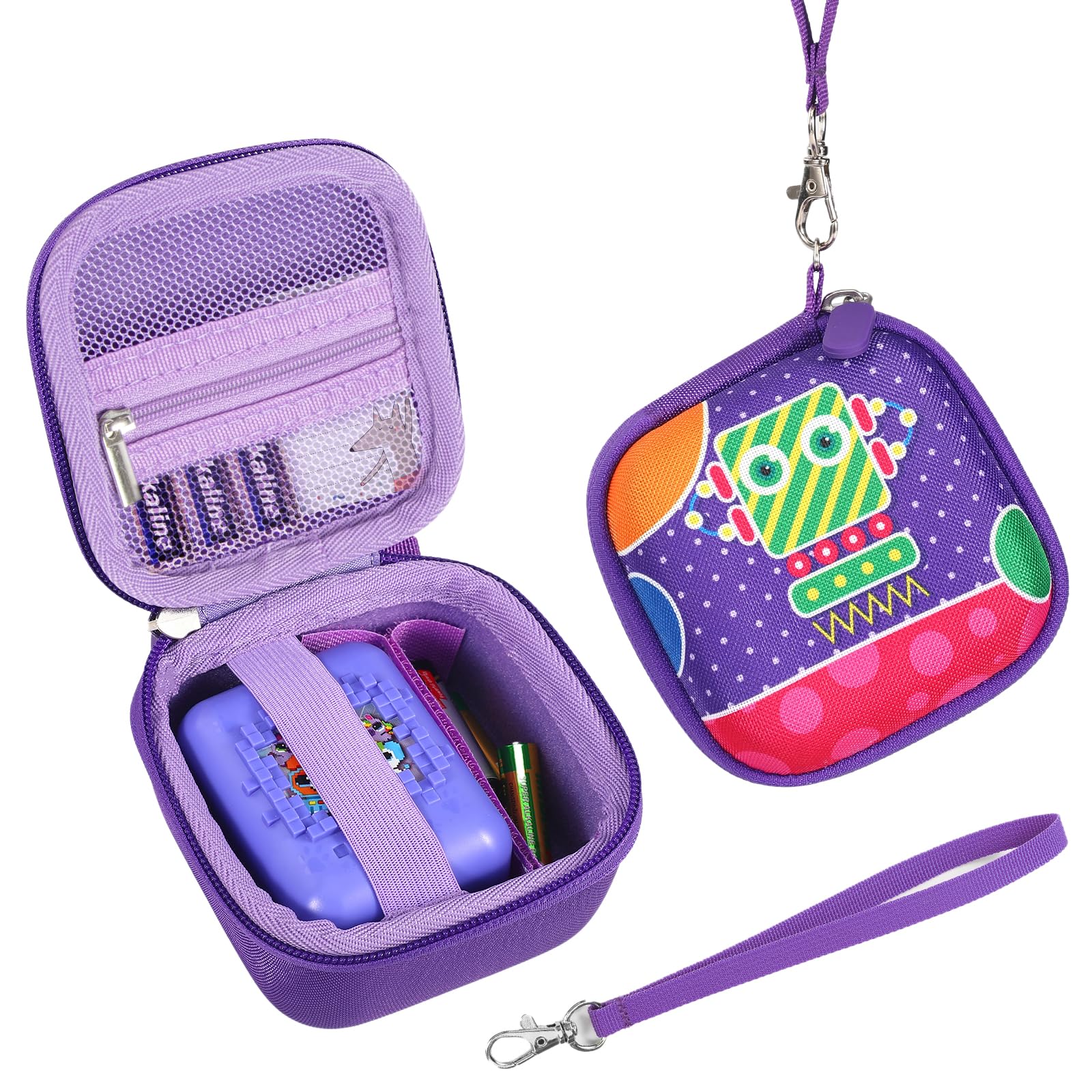 for Bitzee Interactive Toy Digital Pet Carrying Case EVA Protective Cover for Bitzee Interactive Electronic Pet and Case Accessories with Battery Storage Grid & Lanyard (Purple)