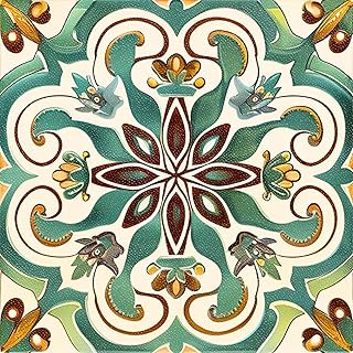 IVN 10PCS 12x12 Inch Green Vintage Floral Mandala Design Pattern Floor T...