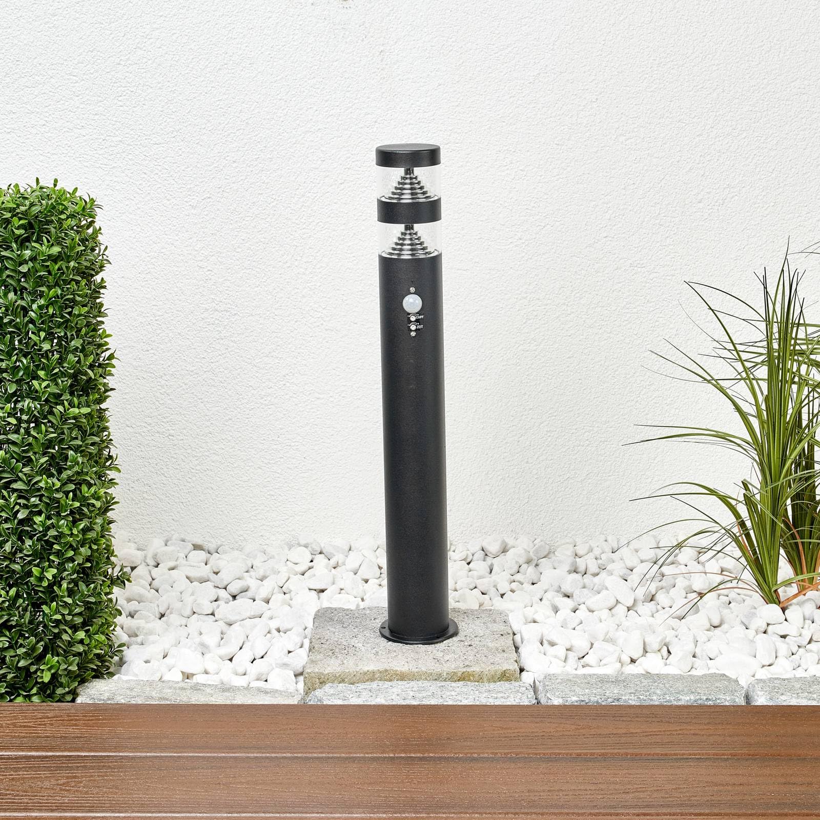 Lindby lampada da esterni con sensore di movimento (Moderno) colore Nero, in Acciaio Inox lampadina inclusa Lampioncino paletto luminoso viale lampioncino