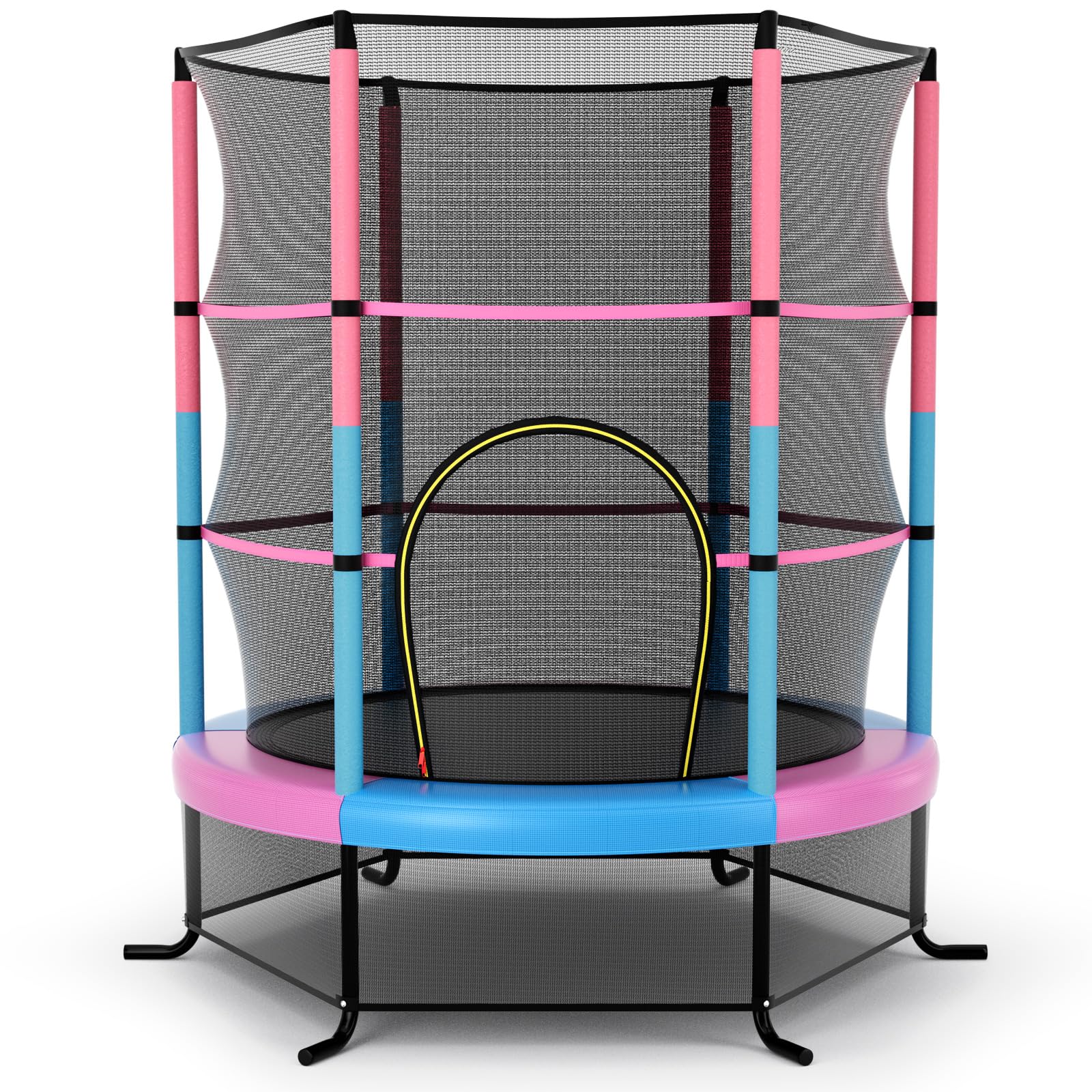 LIFEZEAL Trampolino Elastico per Bambini, per Interno, Esterno, Giardino, con Rete di Sicurezza, Tappeto Protettivo, Telaio in Acciaio, Salta, Jump, Regalo, Max 135kg