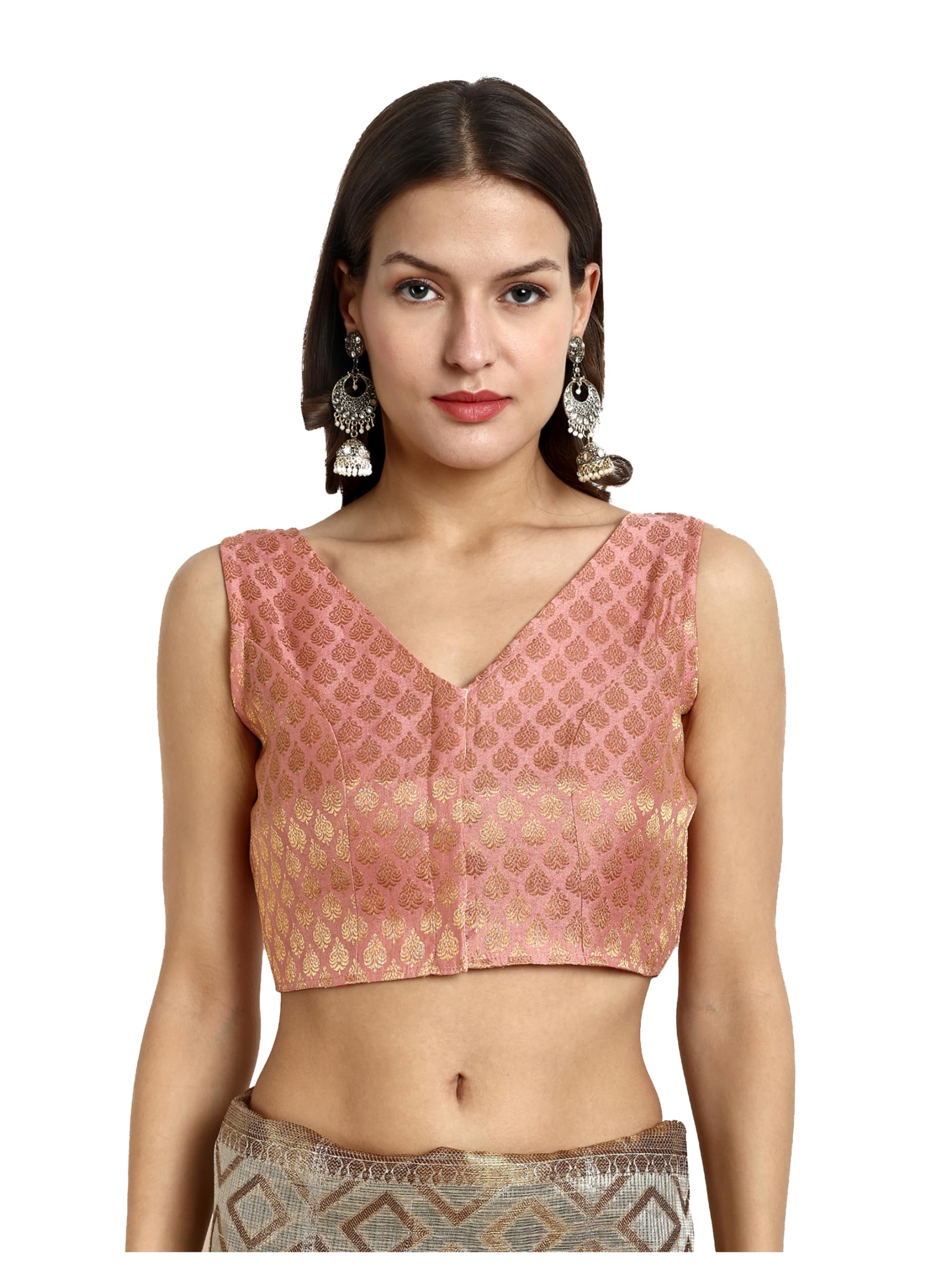 Vardha Women's Readymade Brocade Saree Blouse with Simple Look and Sleeveless Style | Blouse for Women