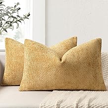 ZWJD Set of 2 Cushion Covers 40 x 60 cm for Chenille Sofa Bed and Living Room Home Decor Cushion Covers Modern Luxury Decor