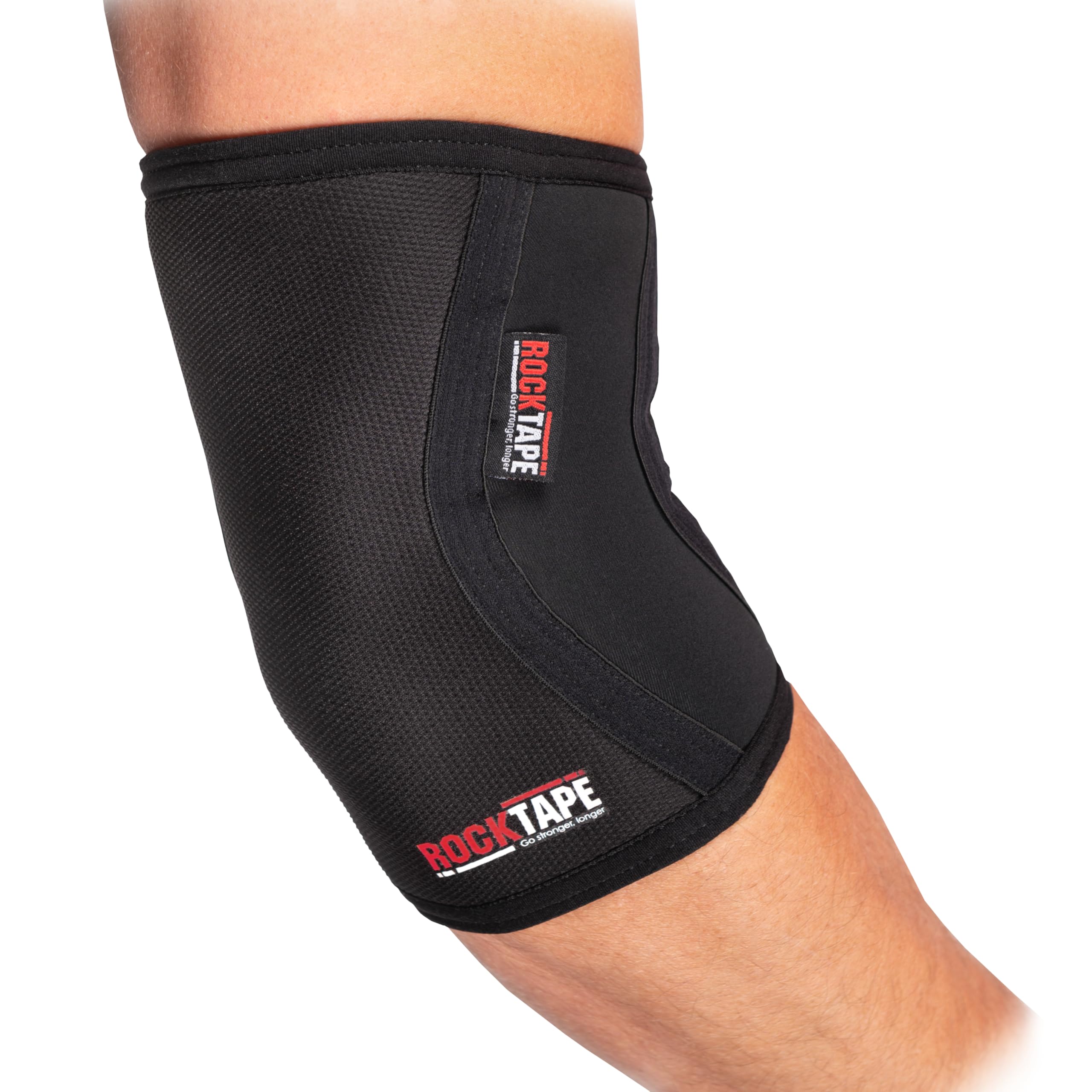 RockTape Maniche per Gomiti Assassins 4mm – Coppia di Supporti in Neoprene Resistenti per Sollevamento Pesi, HIIT, OCR e Fitness Funzionale – Traspiranti, Comodi, Nero, Large