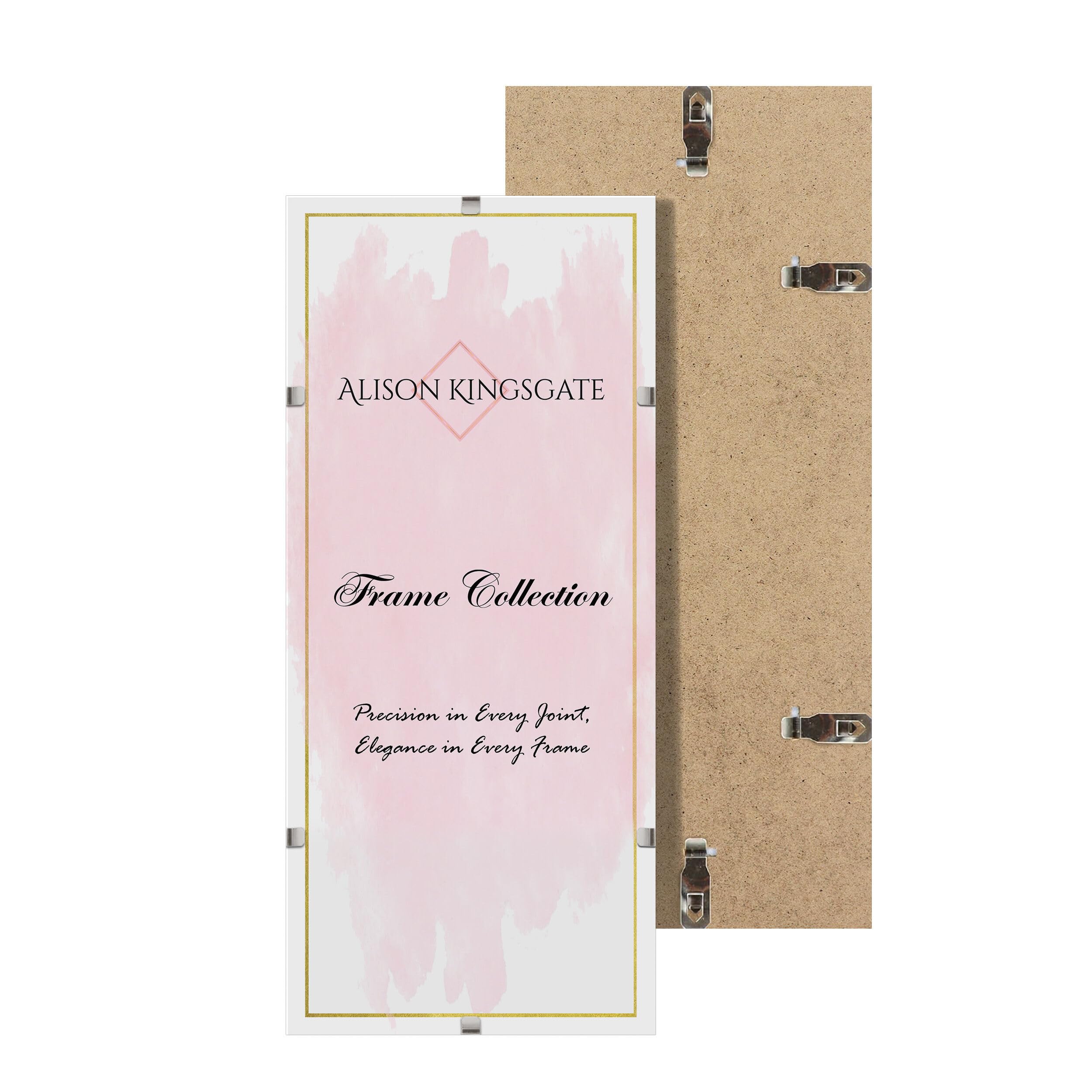 Alison Kingsgate 22X9 Clip Frames Frameless Picture Frame with Shatter-Resistant Perspex & Sturdy MDF Back Borderless Clip Photo Frame for Posters, Certificates, Art & Wall Decor — image 1