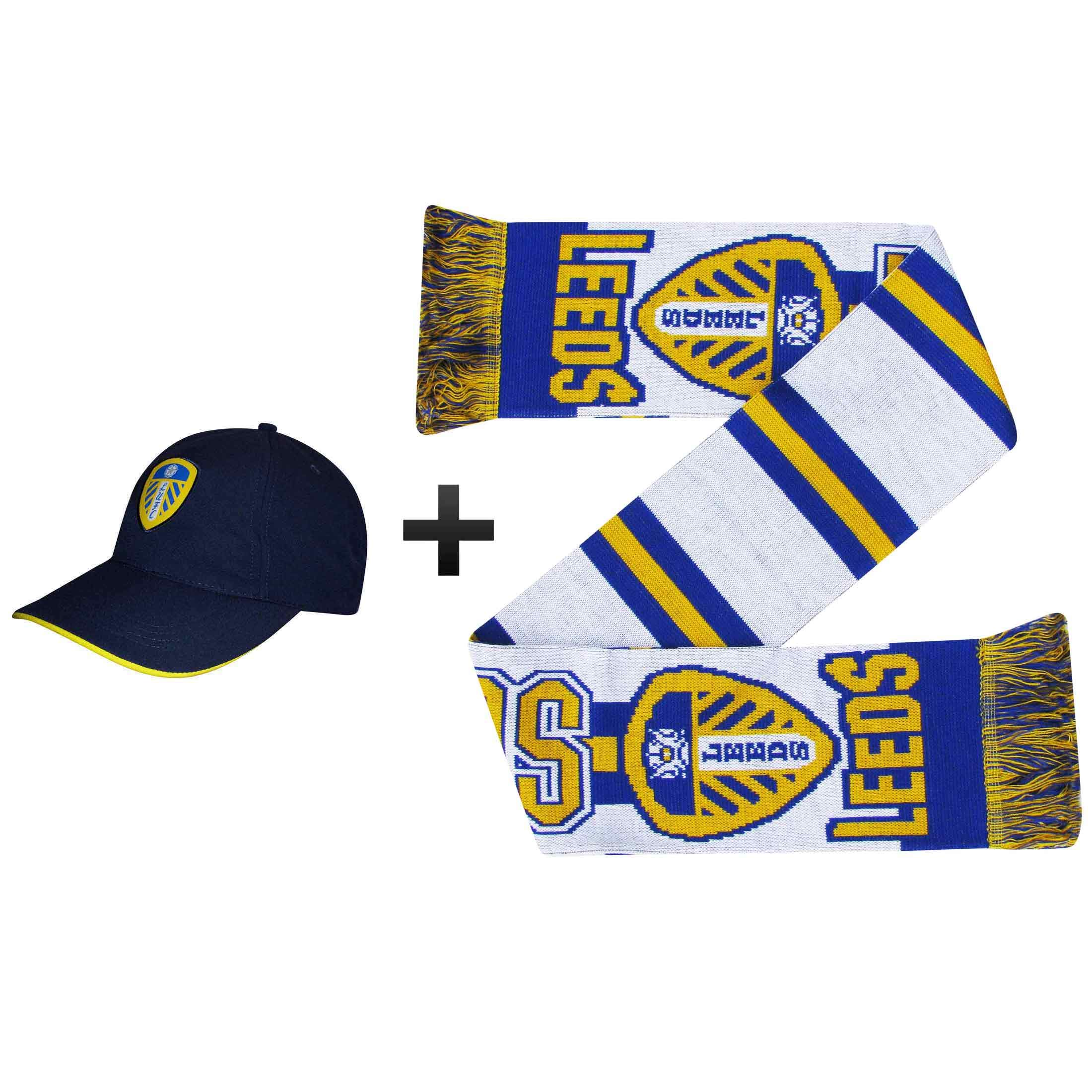 Official Leeds United Baseball Cap & Fans Scarf Gift Set (100% Acrylic)
