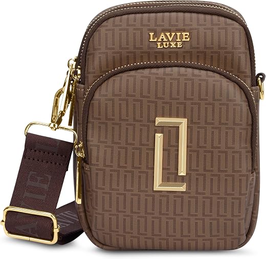 Lavie Luxe Women's Mono Mobile Vertical 3 Compartment Crossbody Box Sling Bag | Ladies Purse Handbag | Gift for Women