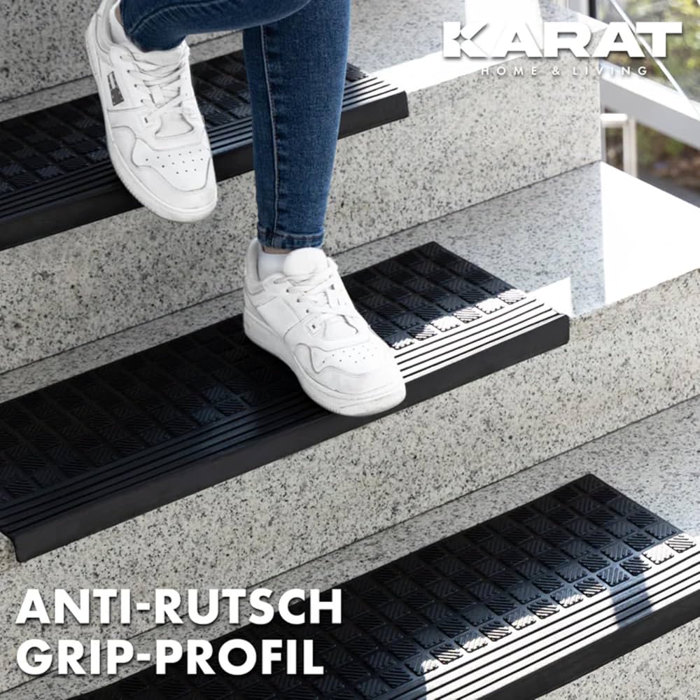 Karat Tapis de Marche en Caoutchouc pour l'extérieur - marchettes d'escalier - Diamant 25 x 65 cm (1 pièce