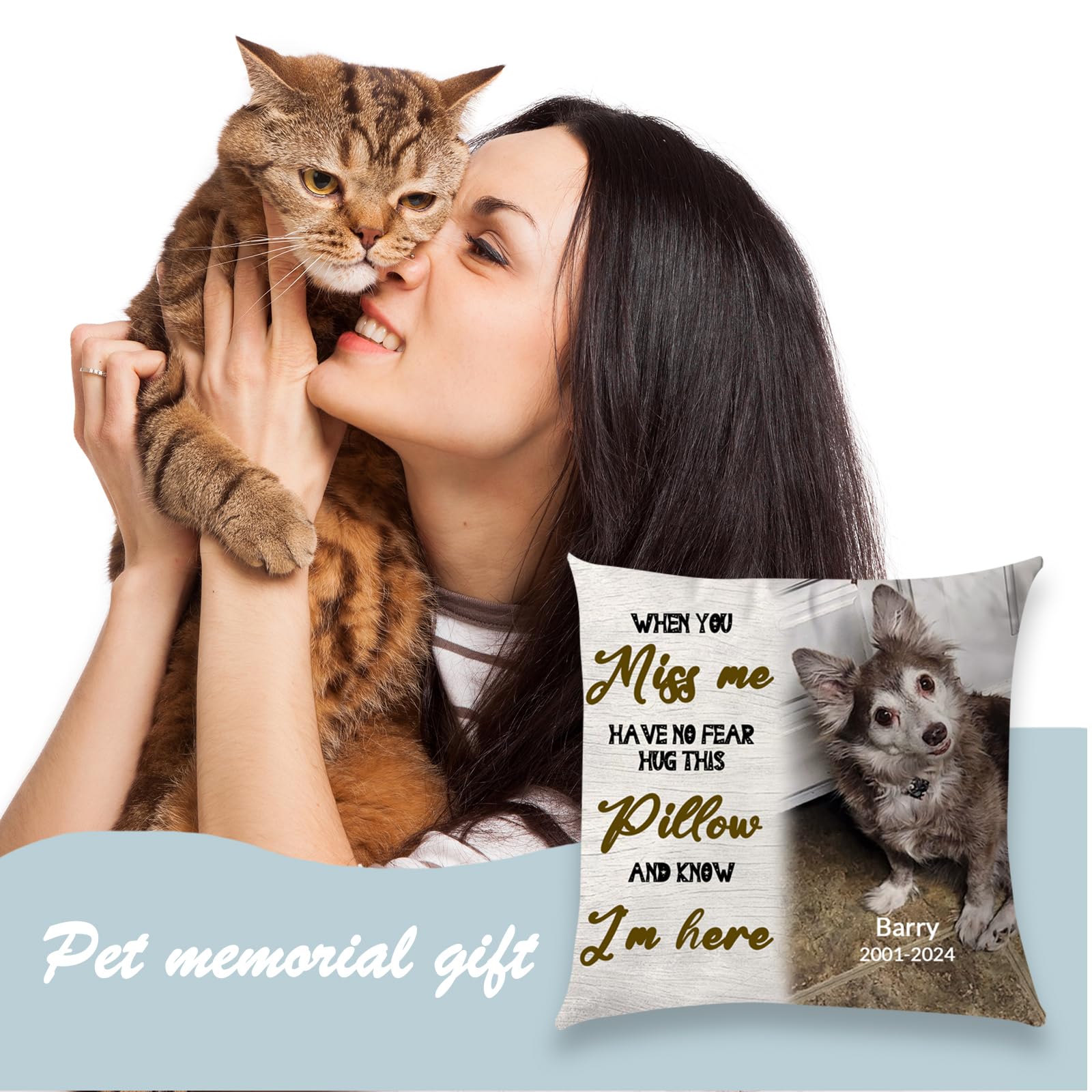 Dog Memorial Gifts for Loss of Dog Personalized Memorial Pillow -Includes Insert Pet Memorial Gifts for Dogs Loss of Dog Sympathy Gift 16''*16''