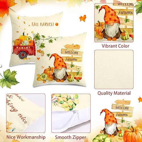 Miniatura 3 de Paquete de 6 fundas de almohada de otoño de 18 x 18 pulgadas, fundas de almohada de cosecha de calabaza, hojas de arce, calabaza, bicicleta, camión,